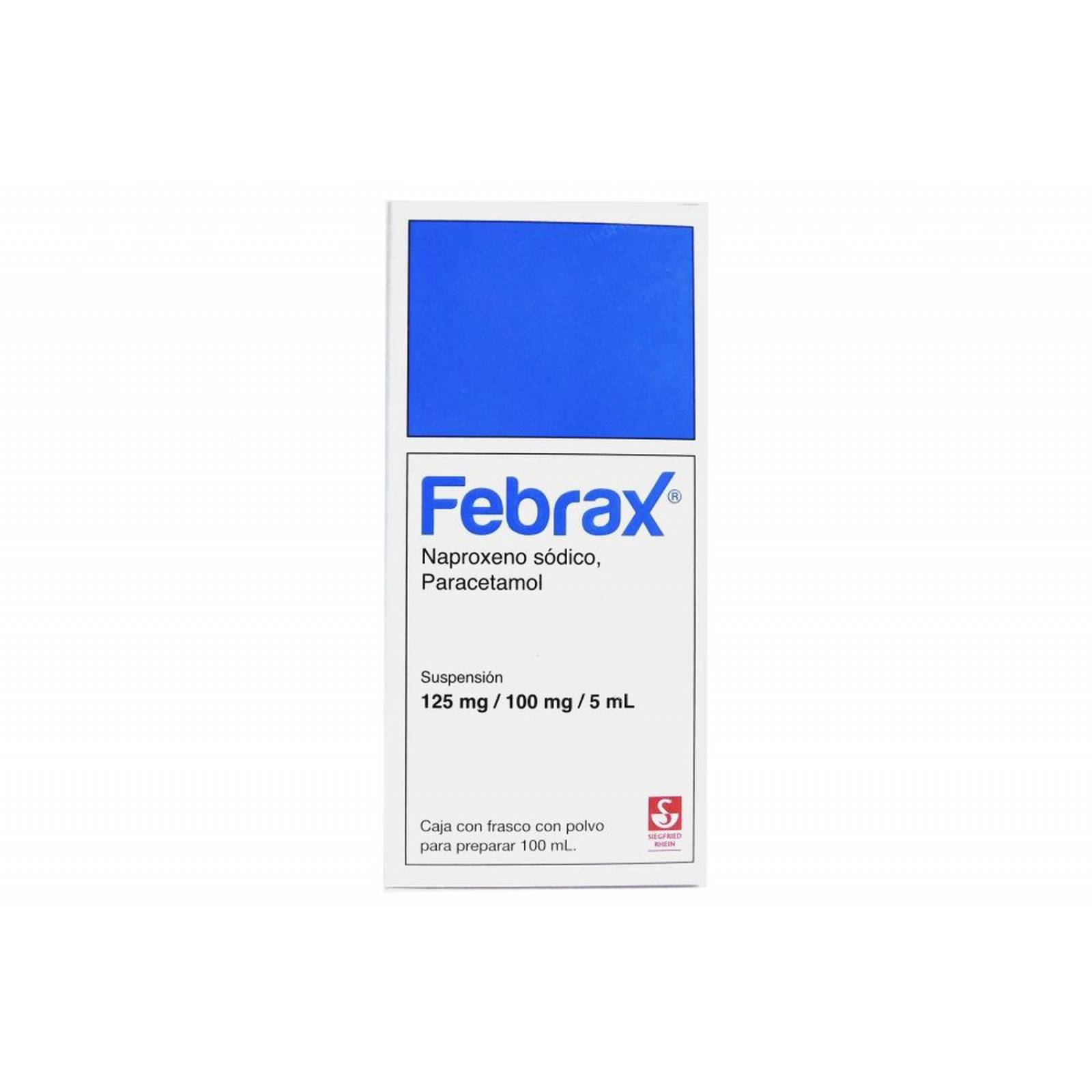 Febrax Suspensión 125 mg/ 100 mg/ 5 mL Caja Con Frasco Con Polvo 100 mL 