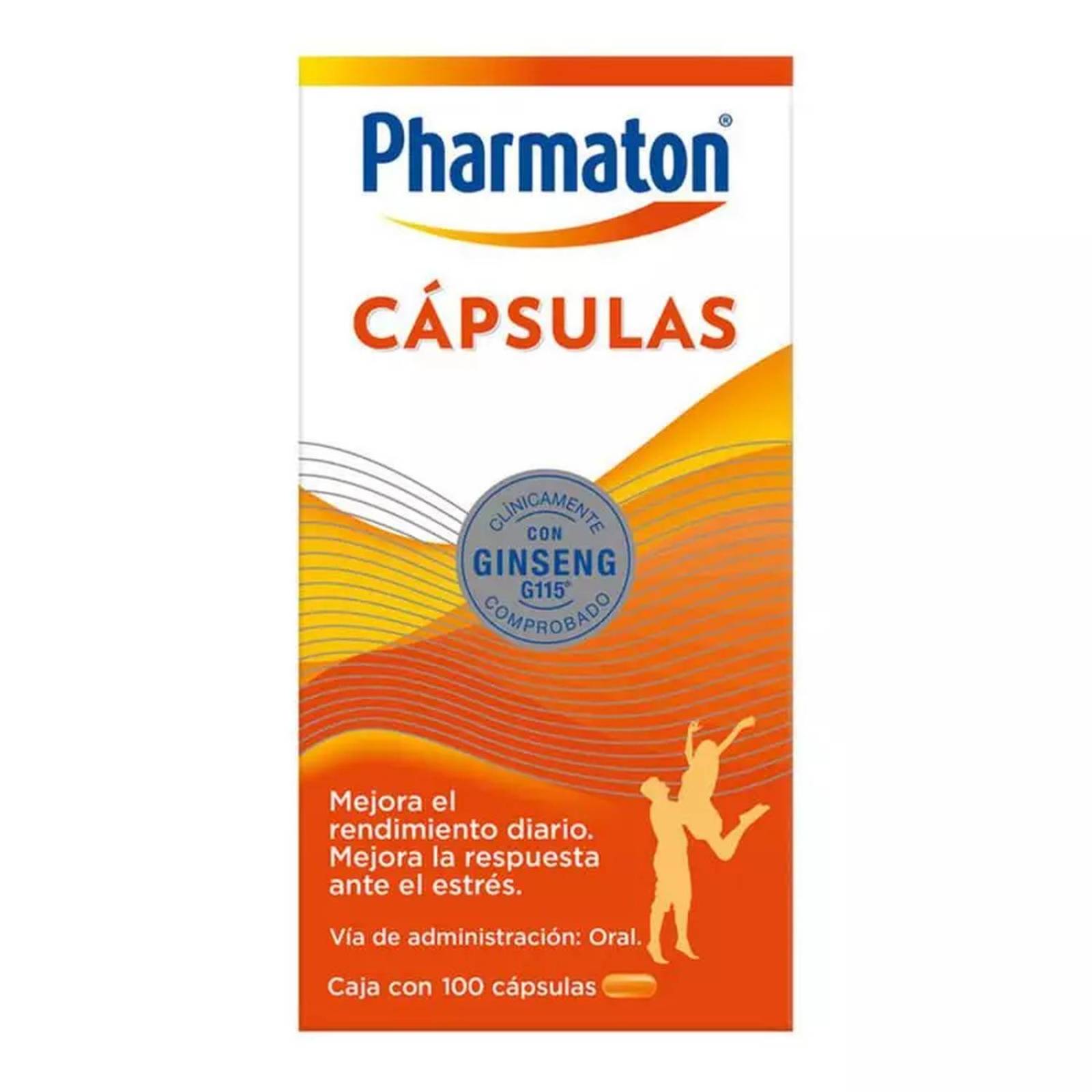 Pharmaton para adultos Caja con Frasco100 cápsulas de 40 mg c/u 