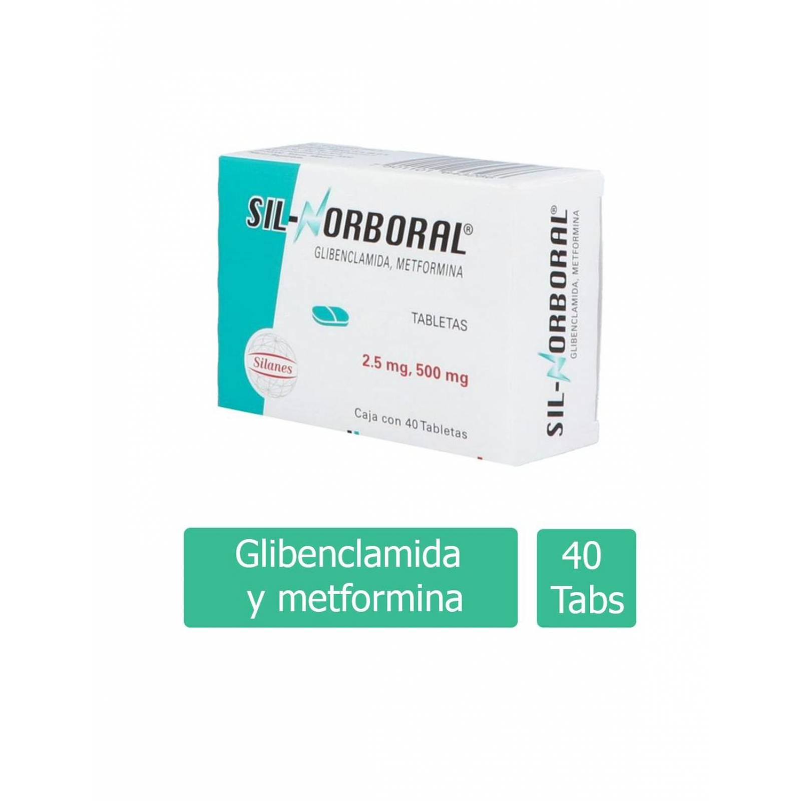 Sil-Norboral 2.5mg/500mg Caja Con 40 Tabletas Recubiertas 