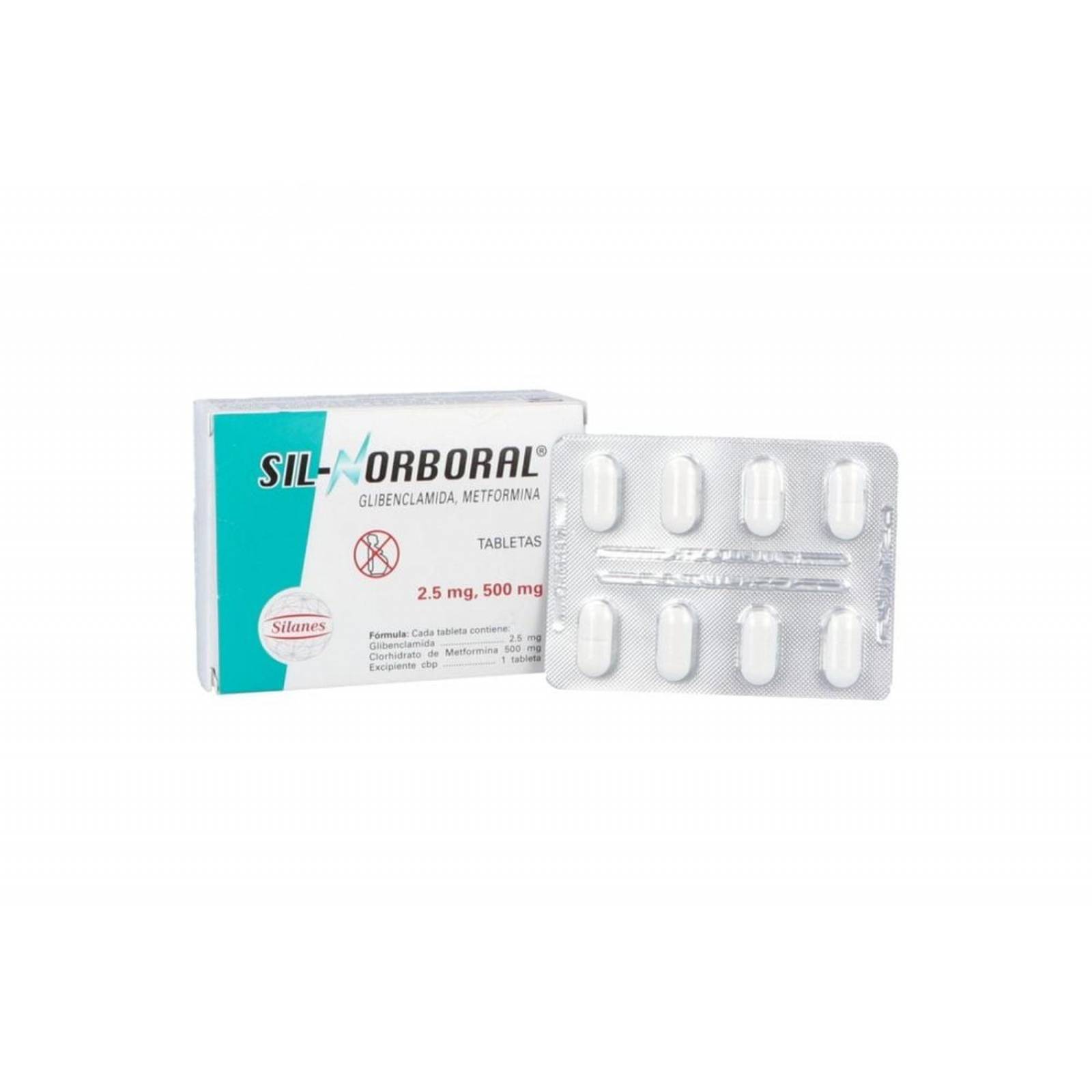 Sil-Norboral 2.5mg/500mg Caja Con 40 Tabletas Recubiertas 