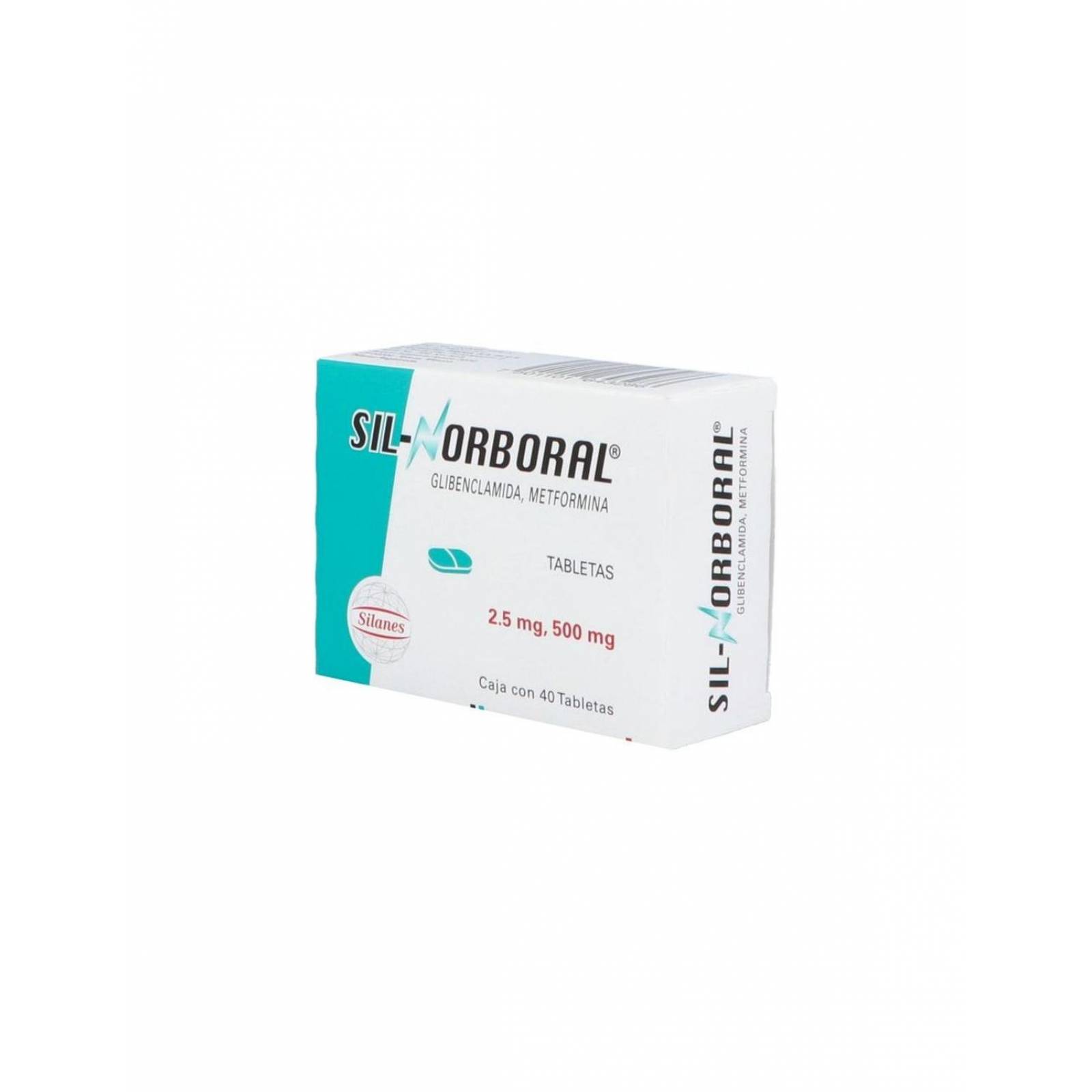 Sil-Norboral 2.5mg/500mg Caja Con 40 Tabletas Recubiertas 