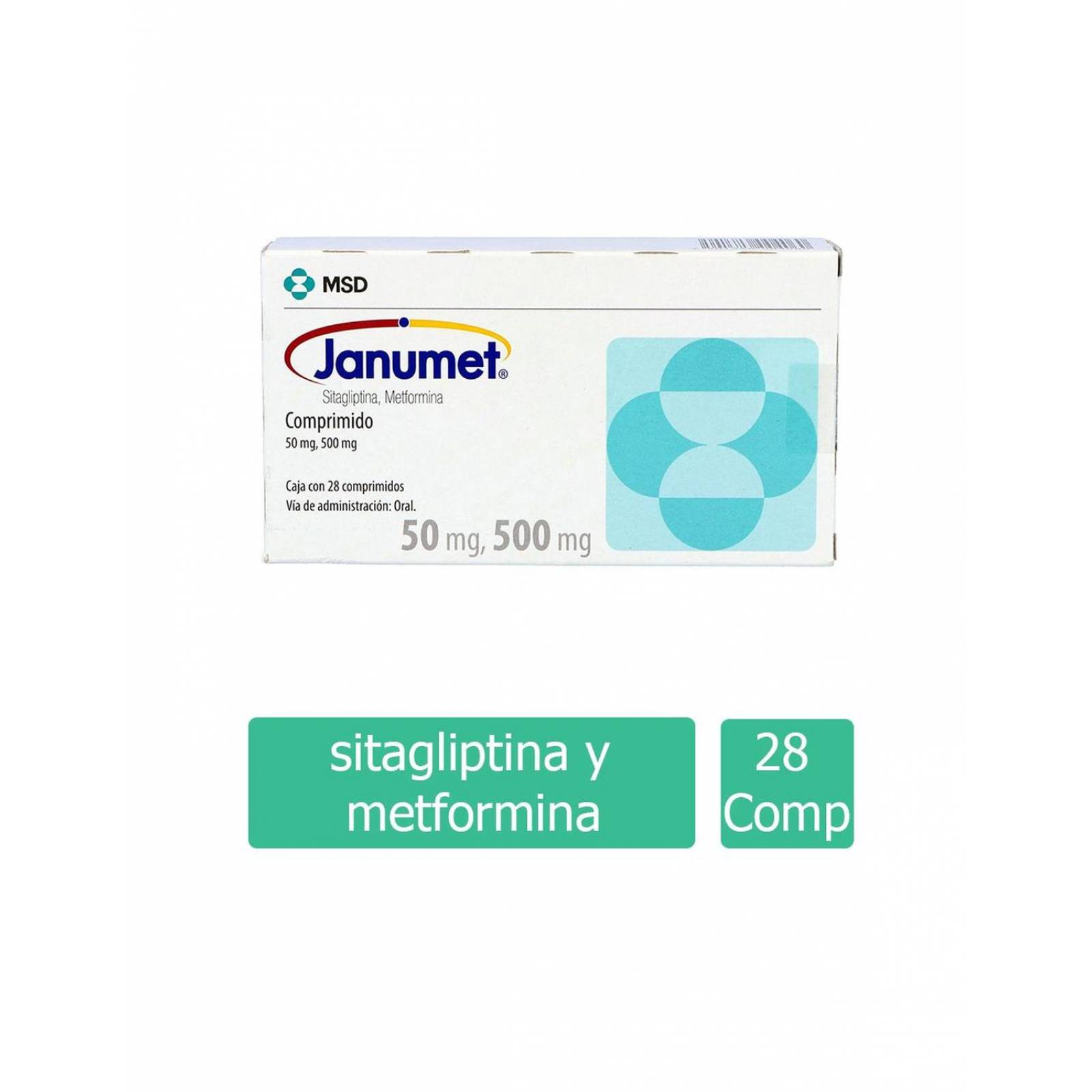 Janumet 50 mg / 500 mg Caja Con 28 Comprimidos 