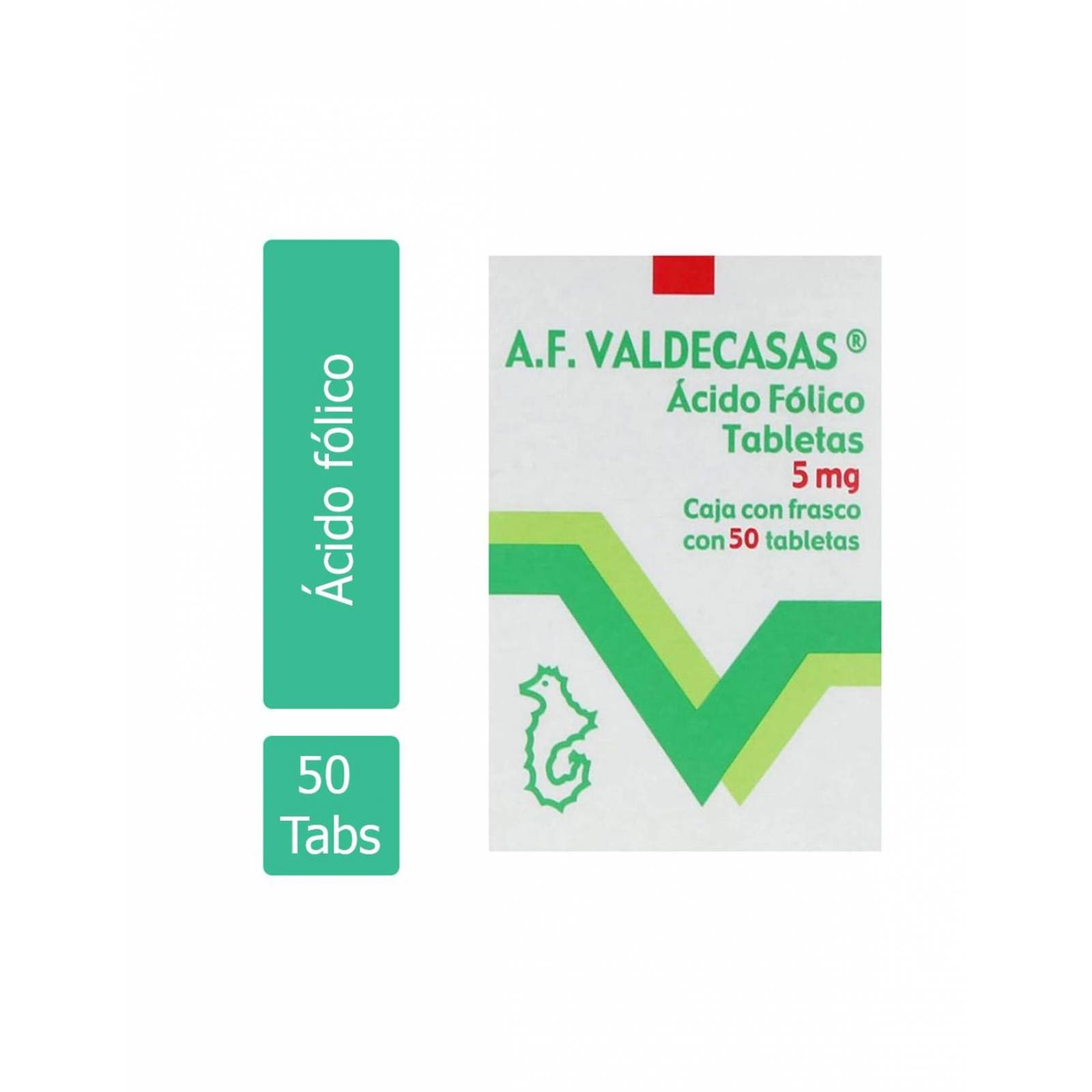Ácido Fólico 5 mg Caja Con Frasco Con 50 Tabletas 