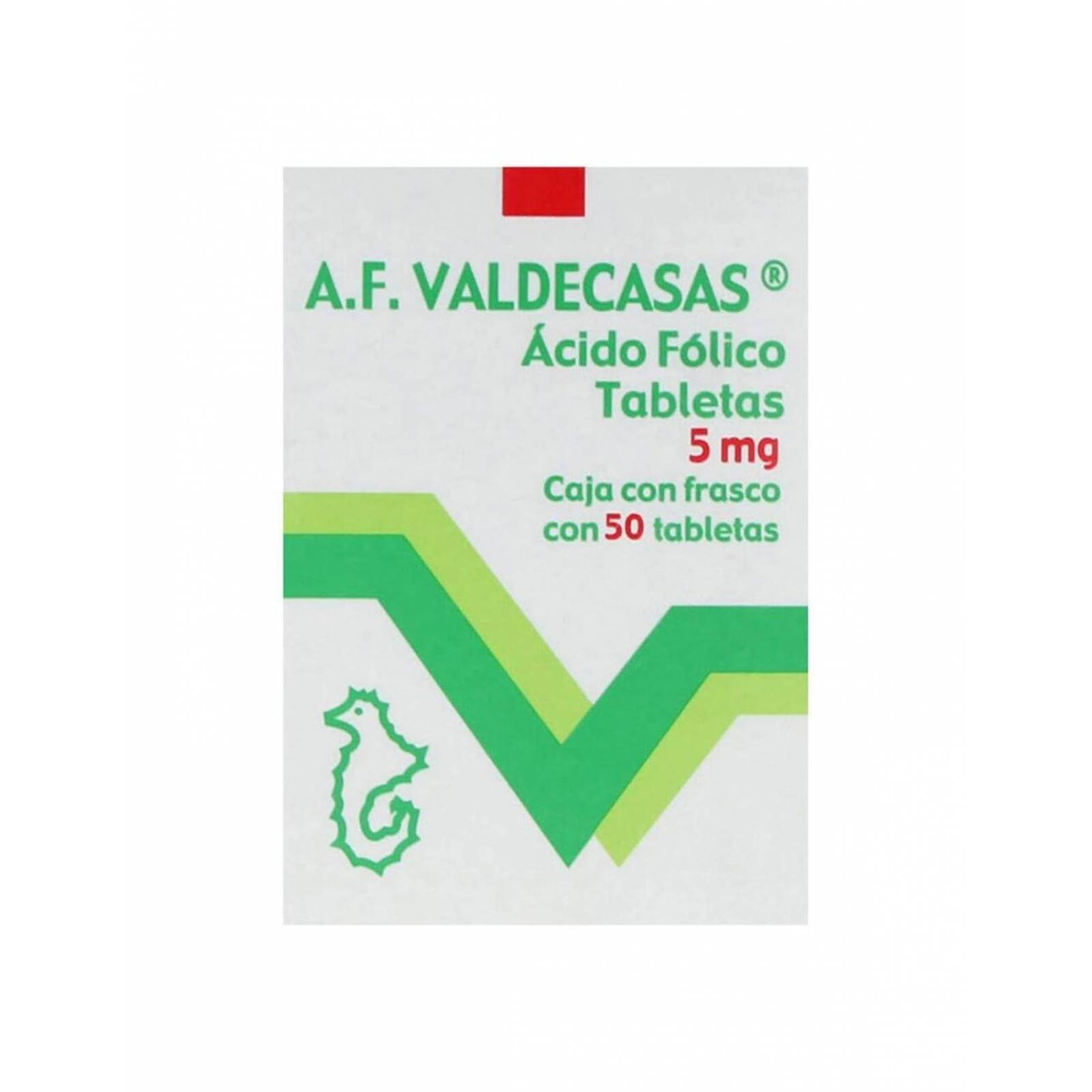 Ácido Fólico 5 mg Caja Con Frasco Con 50 Tabletas 