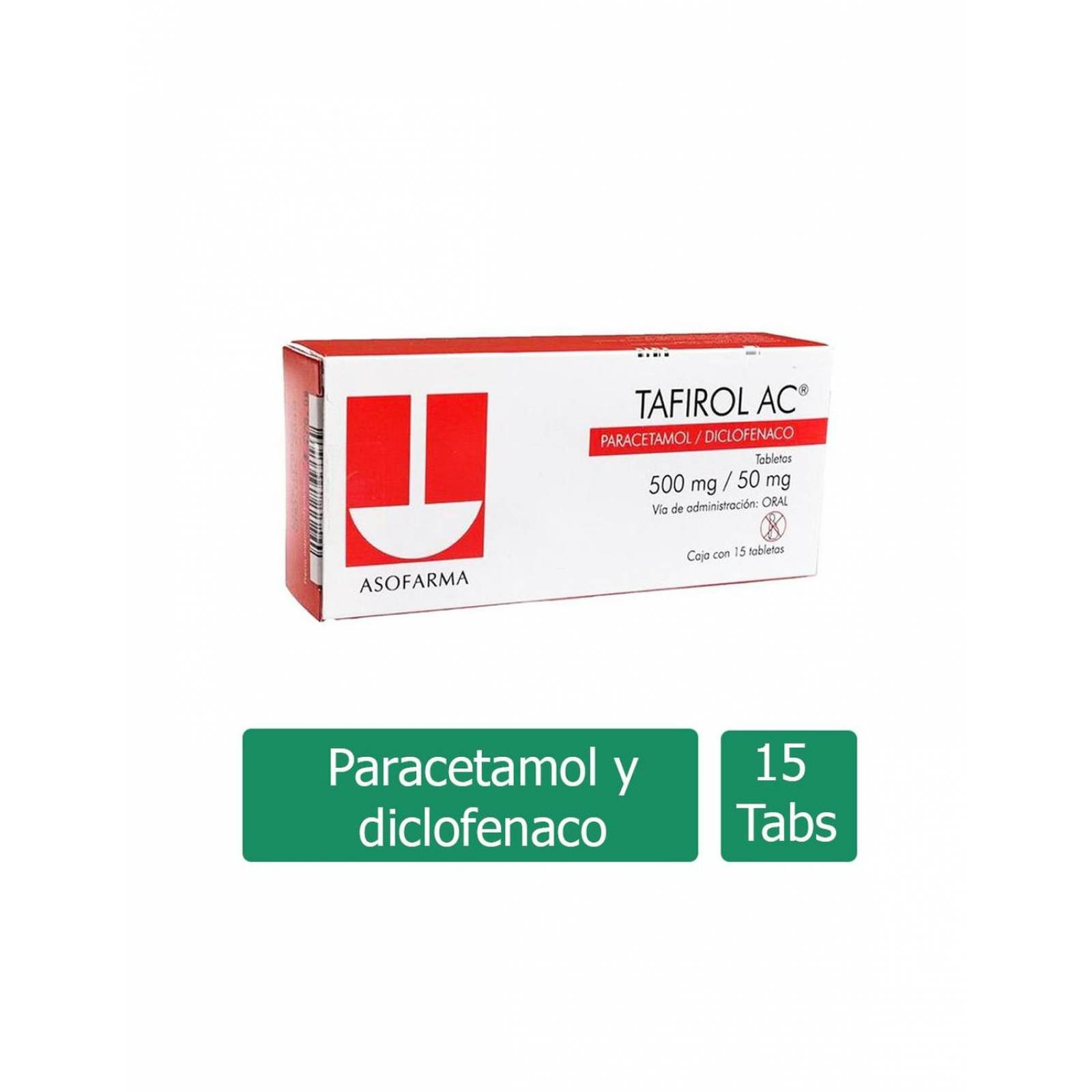 Tafirol Ac 500 mg / 50 mg Caja Con 15 Tabletas 