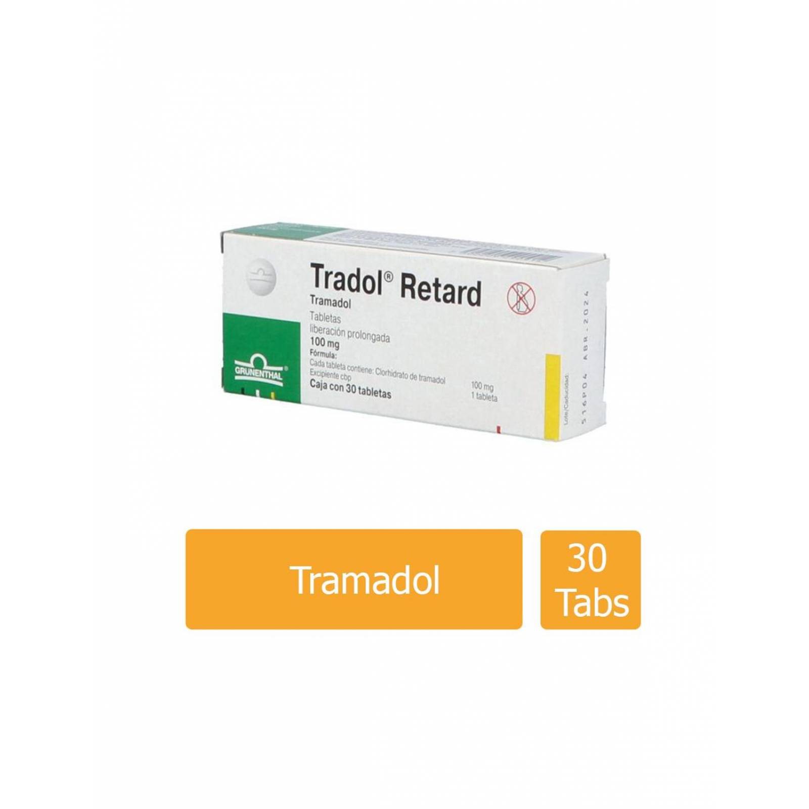 Tradol Retard 100 mg Caja con 30 Tabletas 