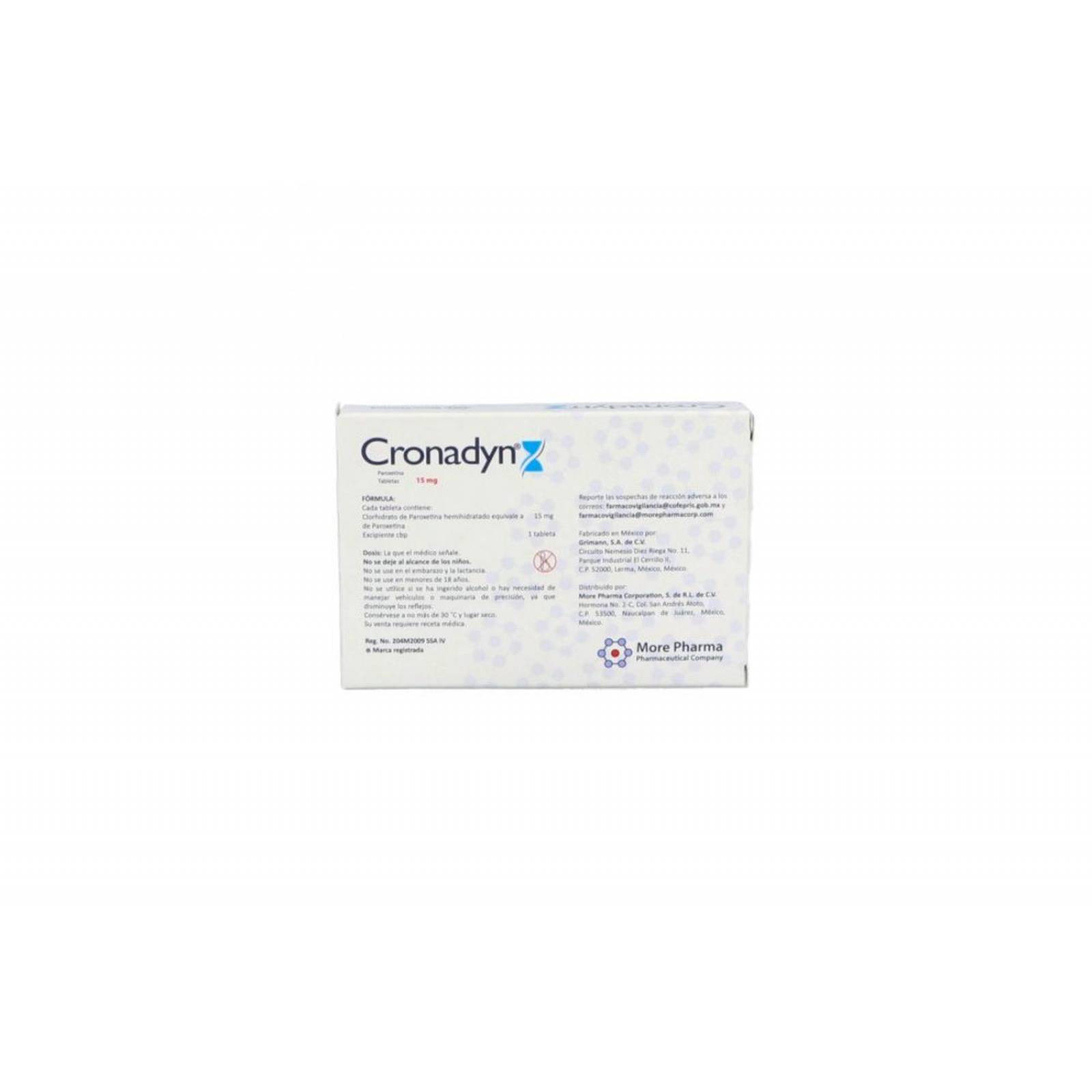 Cronadyn 15 mg Caja Con 14 Tabletas 