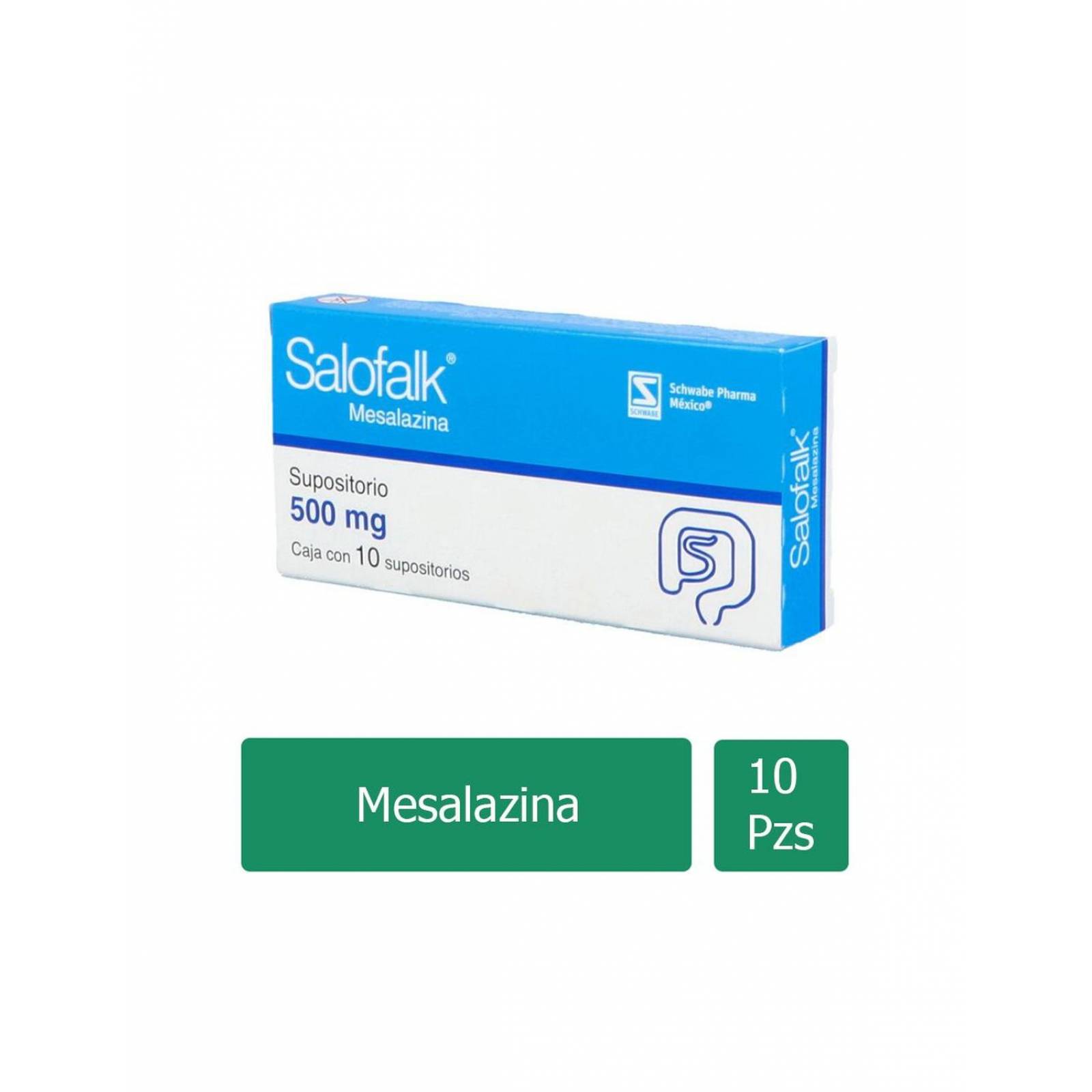 Salofalk Supositorios 500 mg Caja Con 10 Supositorios 