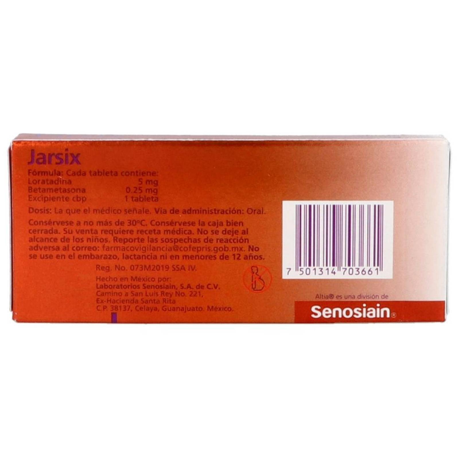 Jarsix 5 mg/0.25 mg 10 Tabletas 