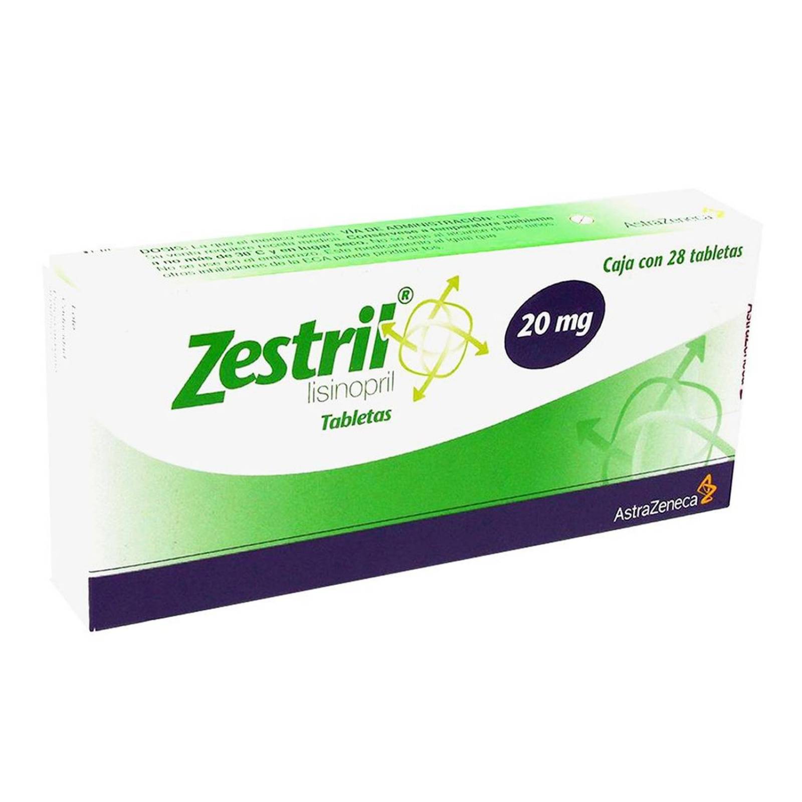 Zestril 20 mg Caja Con 28 Tabletas.