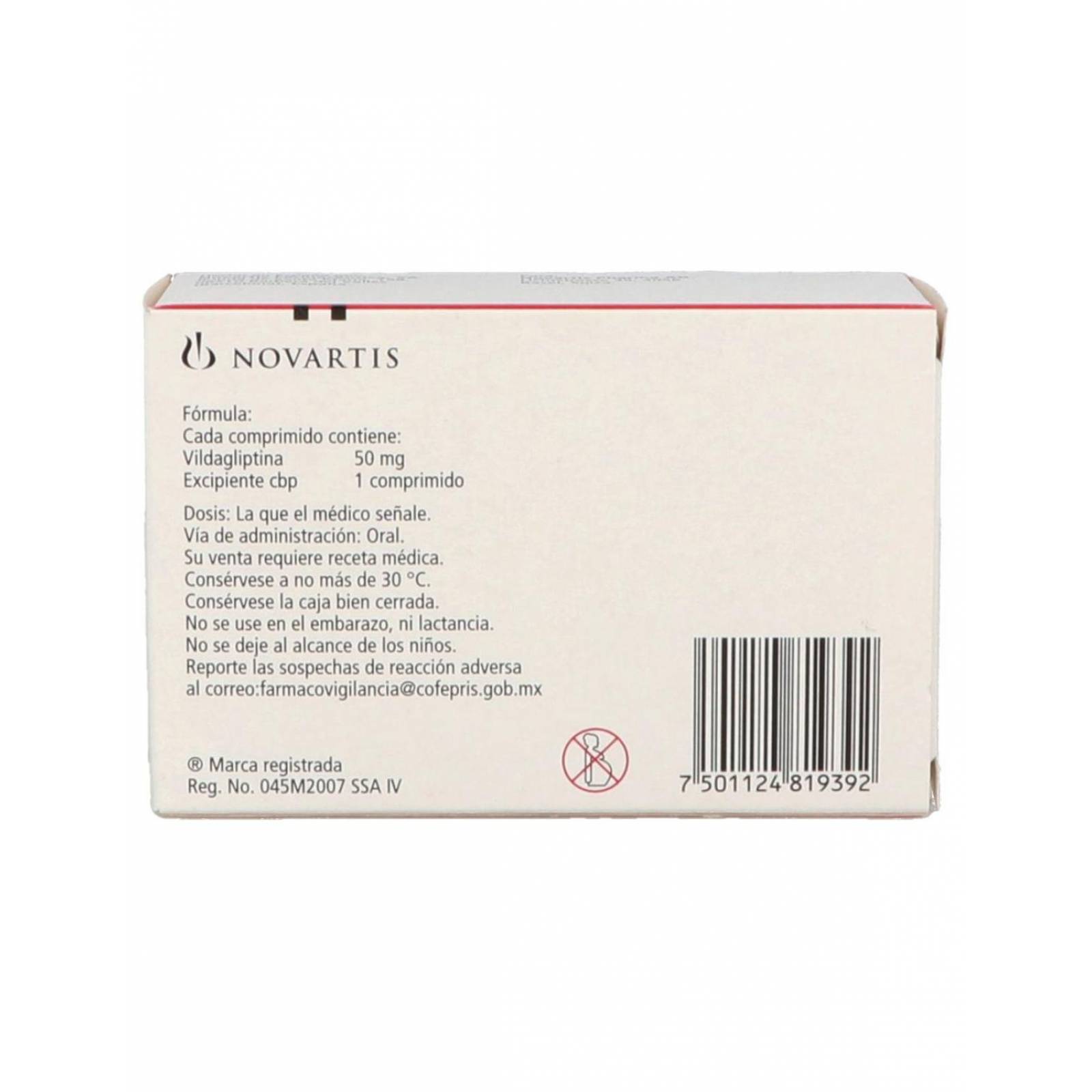 Galvus 50 mg Caja Con 56 Comprimidos 