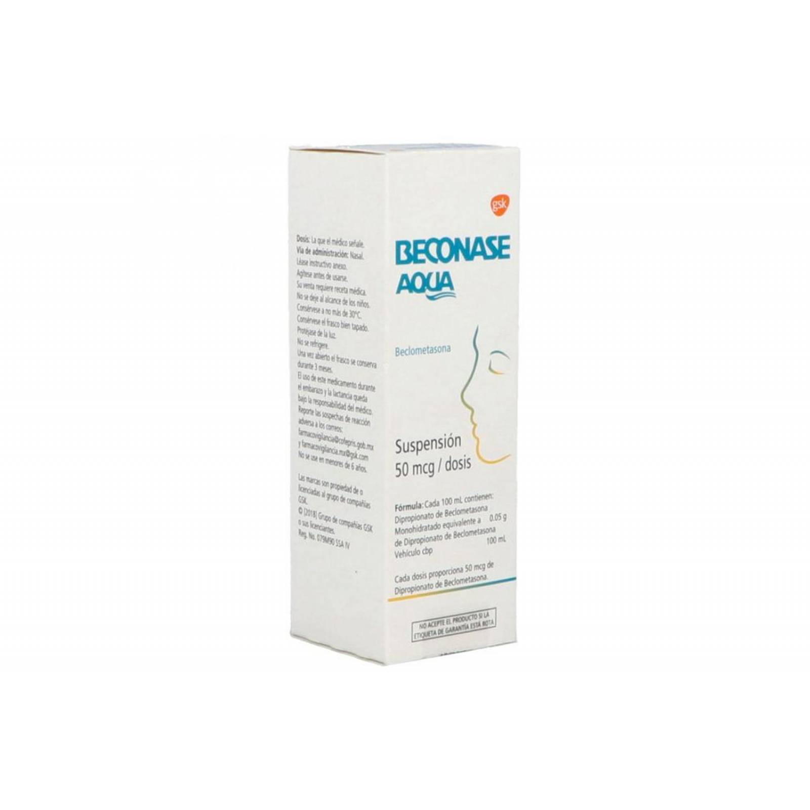 Beconase Aqua Suspensión 22 mL Caja Con Frasco Con 220 Dosis 