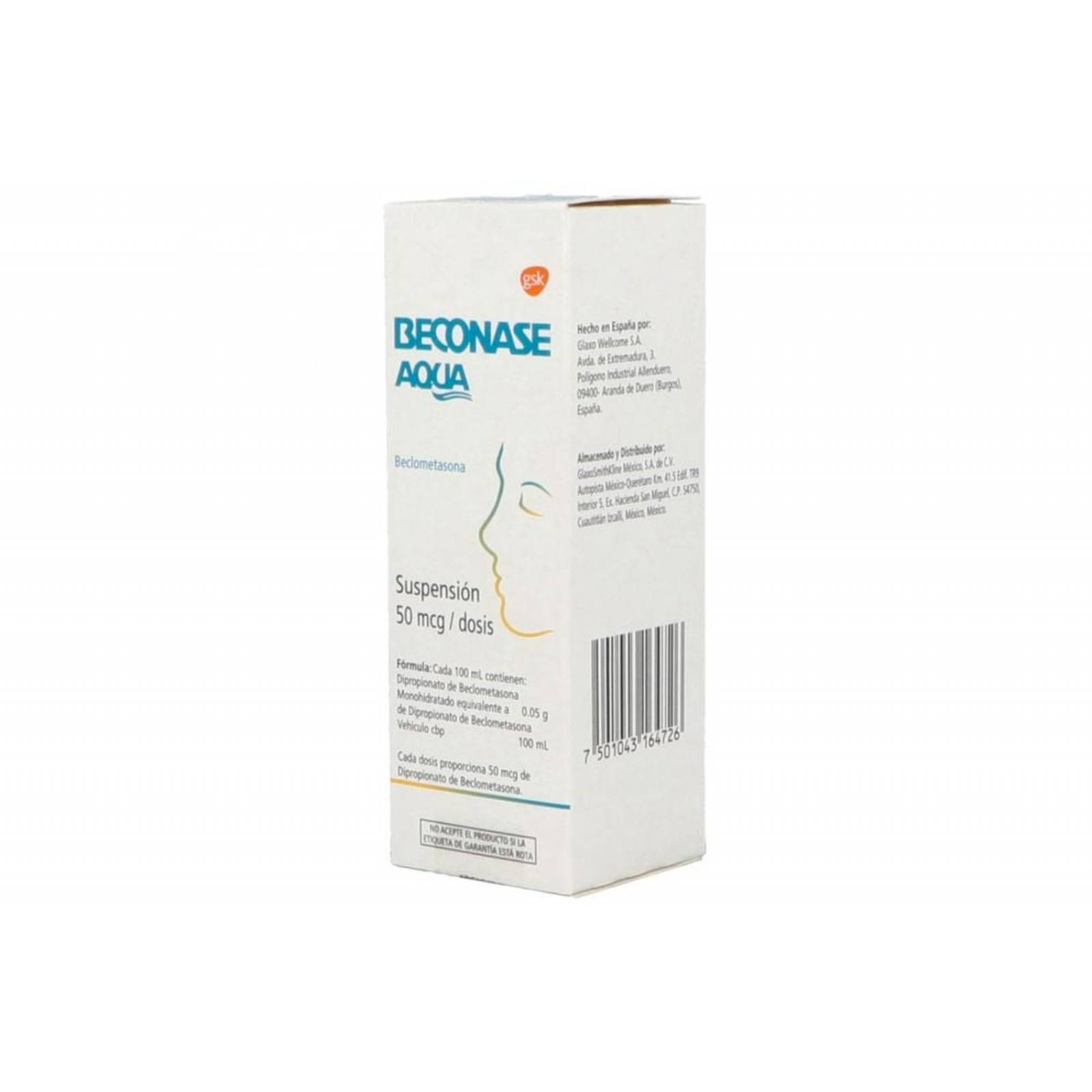 Beconase Aqua Suspensión 22 mL Caja Con Frasco Con 220 Dosis 