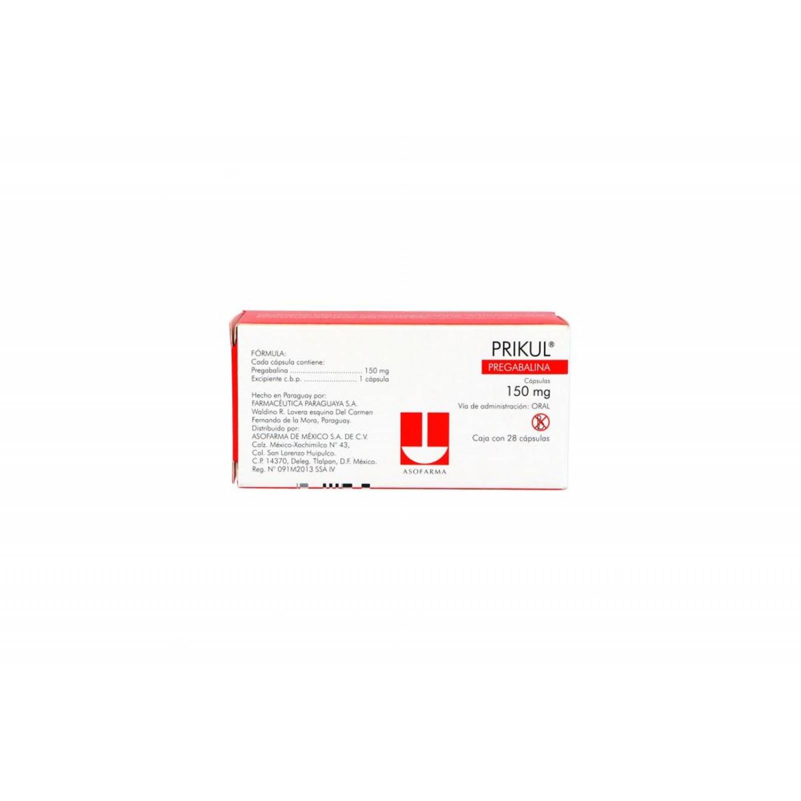 Prikul 150 mg Caja Con 28 Cápsulas 