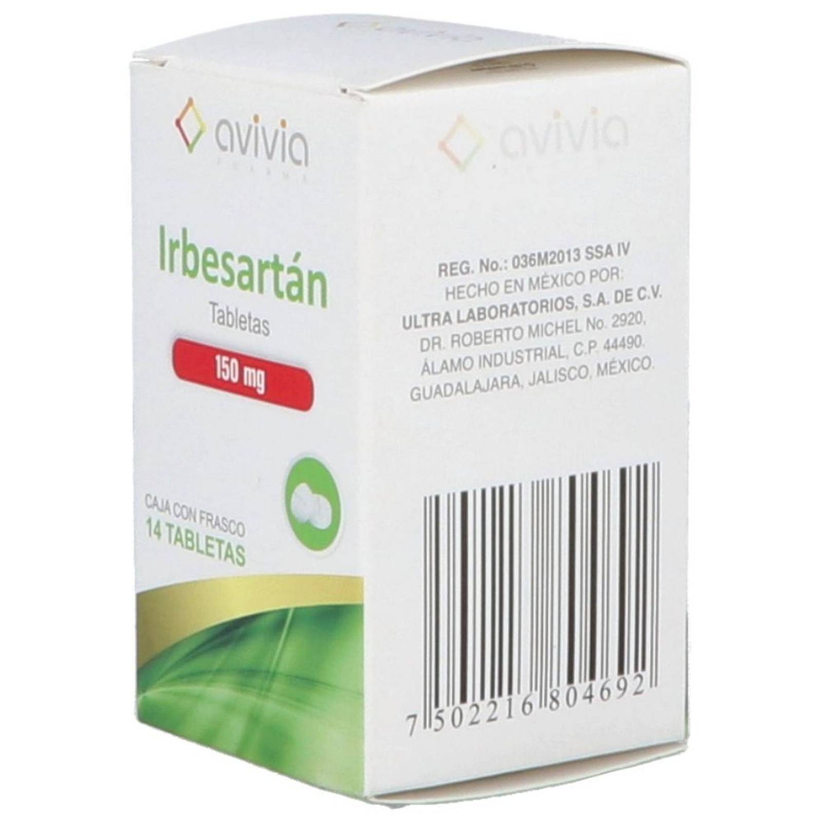 Irbersartan 150 mg Caja Con 14 Tabletas 