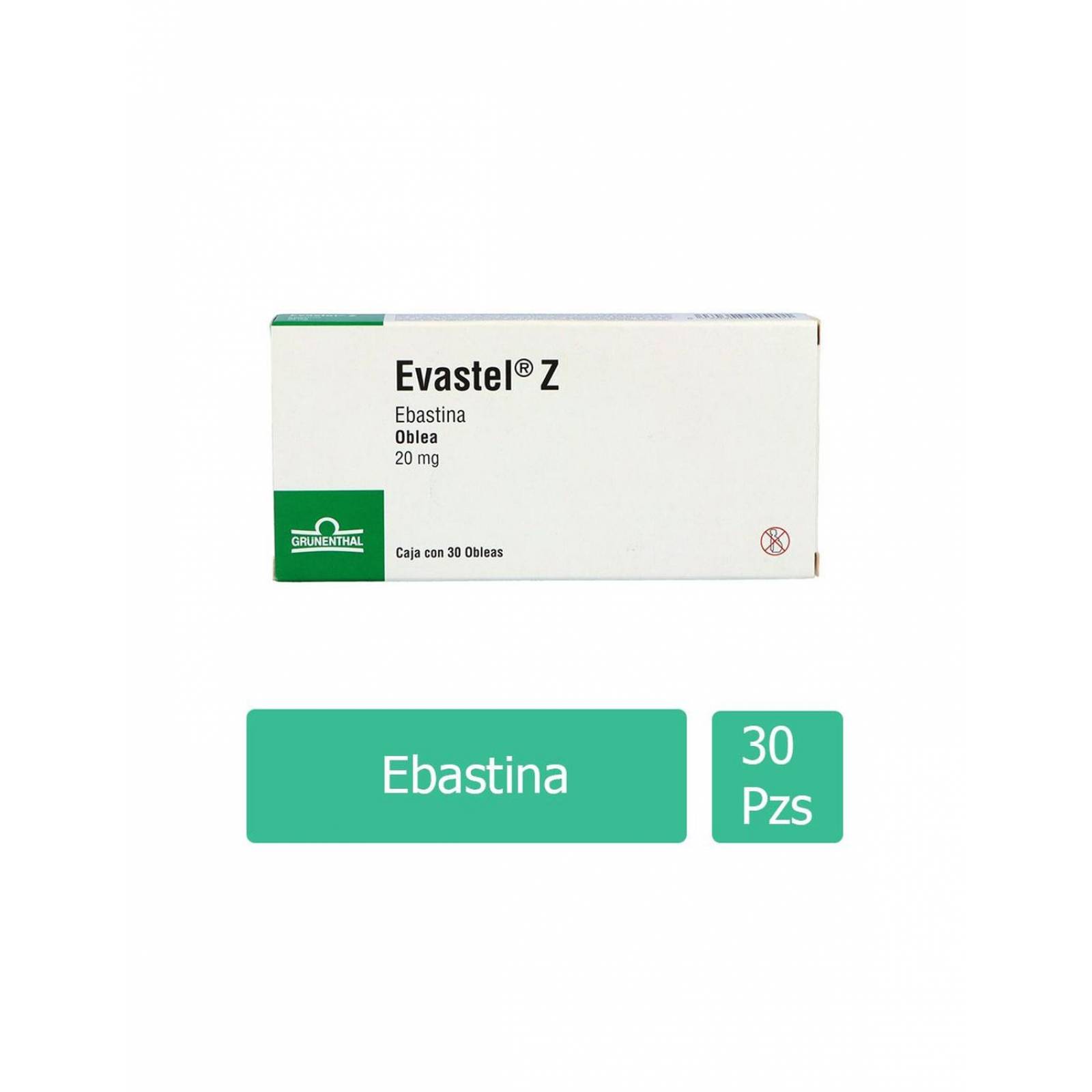 Evastel-Z 20 mg Caja Con 30 Obleas 