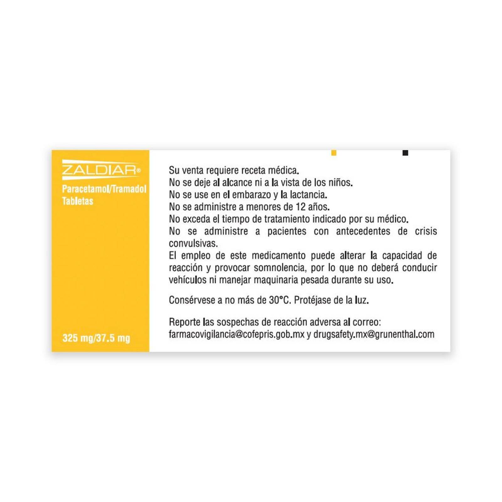 Zaldiar 325 mg / 37.5 mg Caja Con 50 Tabletas 