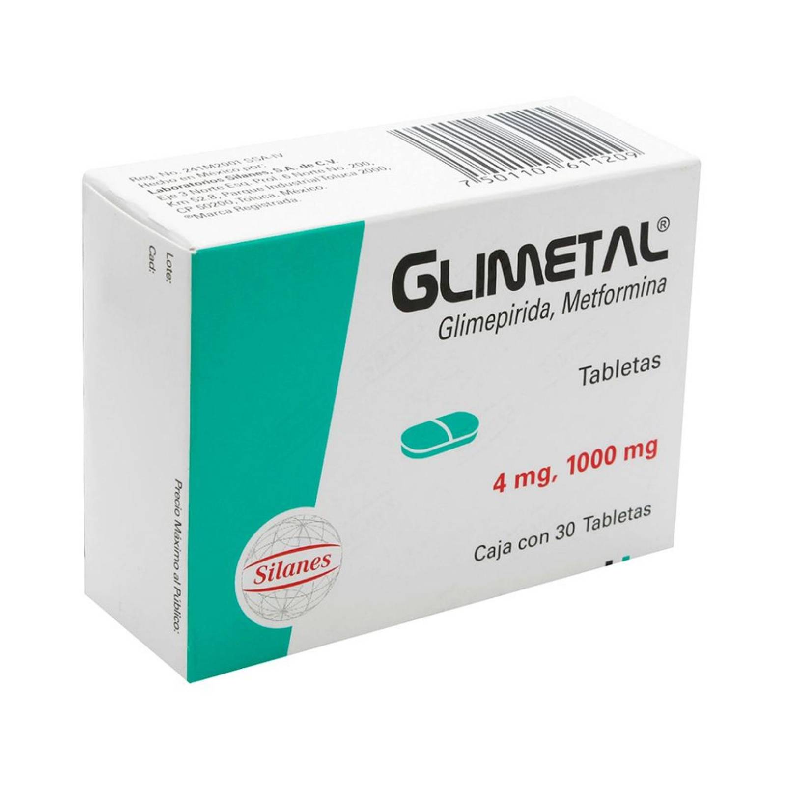 Glimetal 1000 mg / 4 mg Caja Con 30 Tabletas 