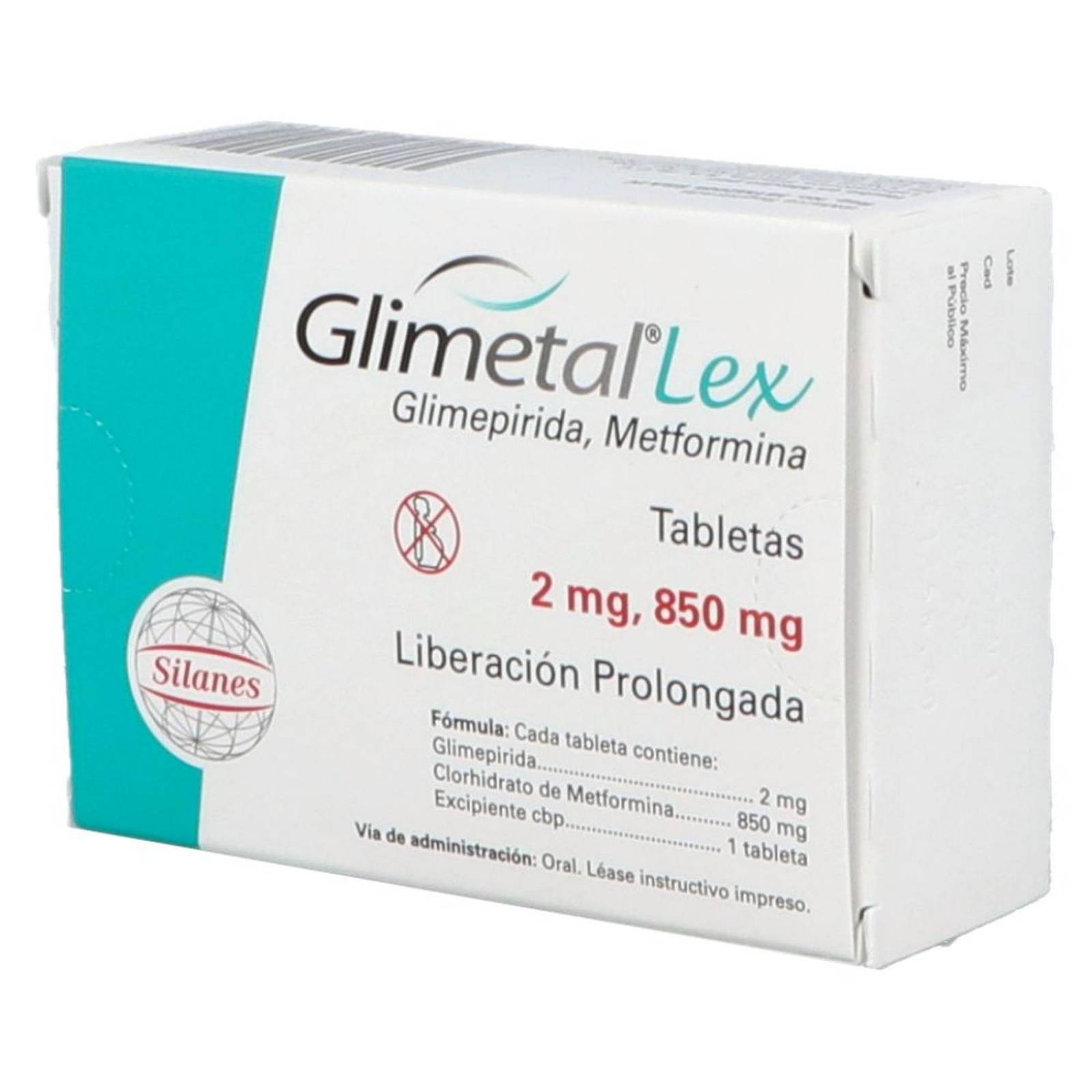 Glimetal Lex 2 mg/850 mg Caja Con 30 Tabletas 