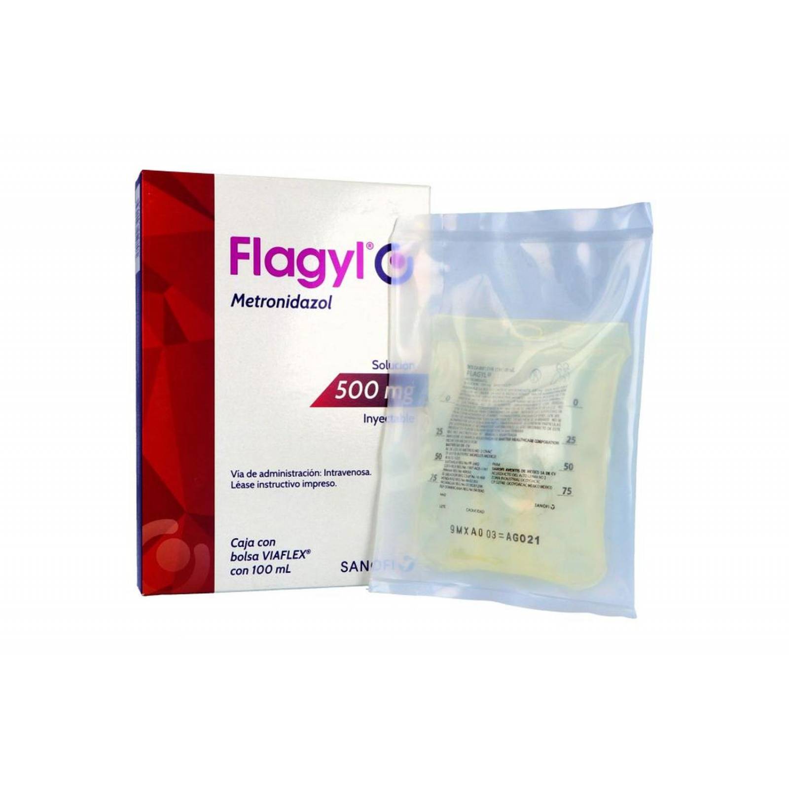 FLAGYL SOLUCIÓN INYECTABLE 500 MG BOLSA CON 100 ML 