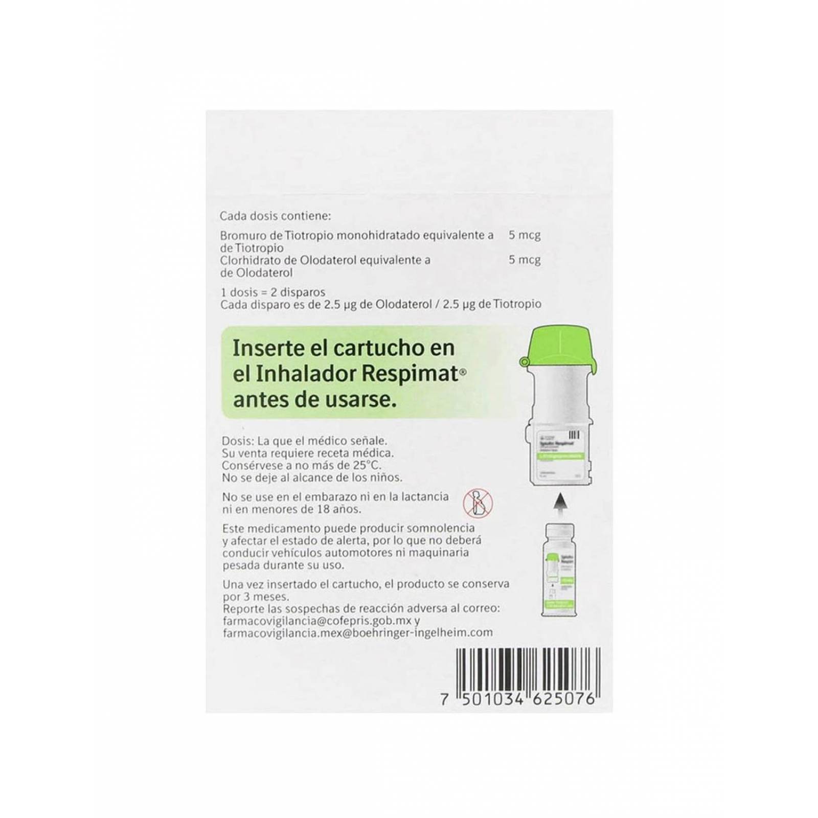Spiolto Respimat Caja Con Cartucho Con 4 mL Con 30 Dosis y Dispositivo Dosificador 