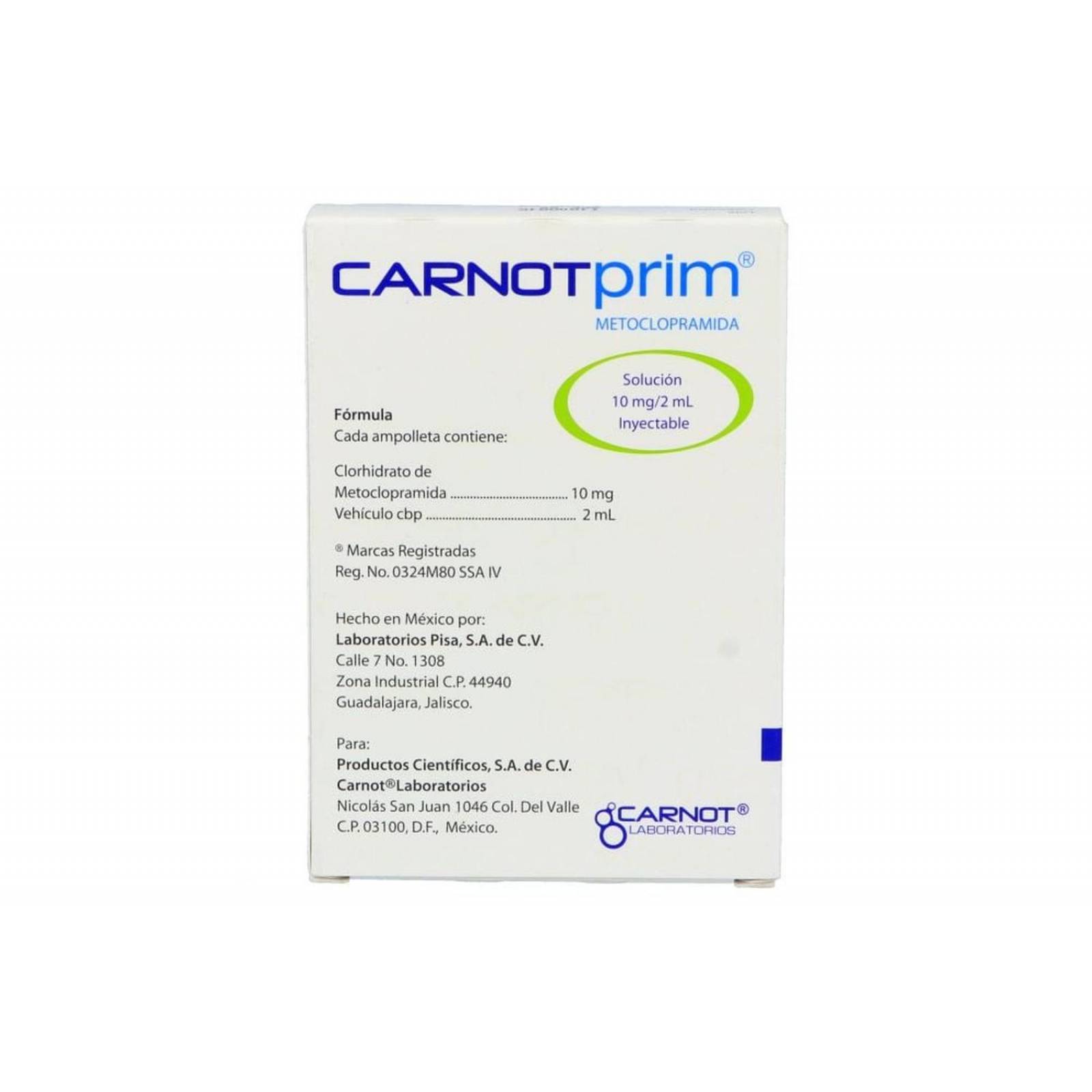 Carnotprim Solución Inyectable 10 mg / 2 mL Caja Con 6 Ampolletas De 2mL 