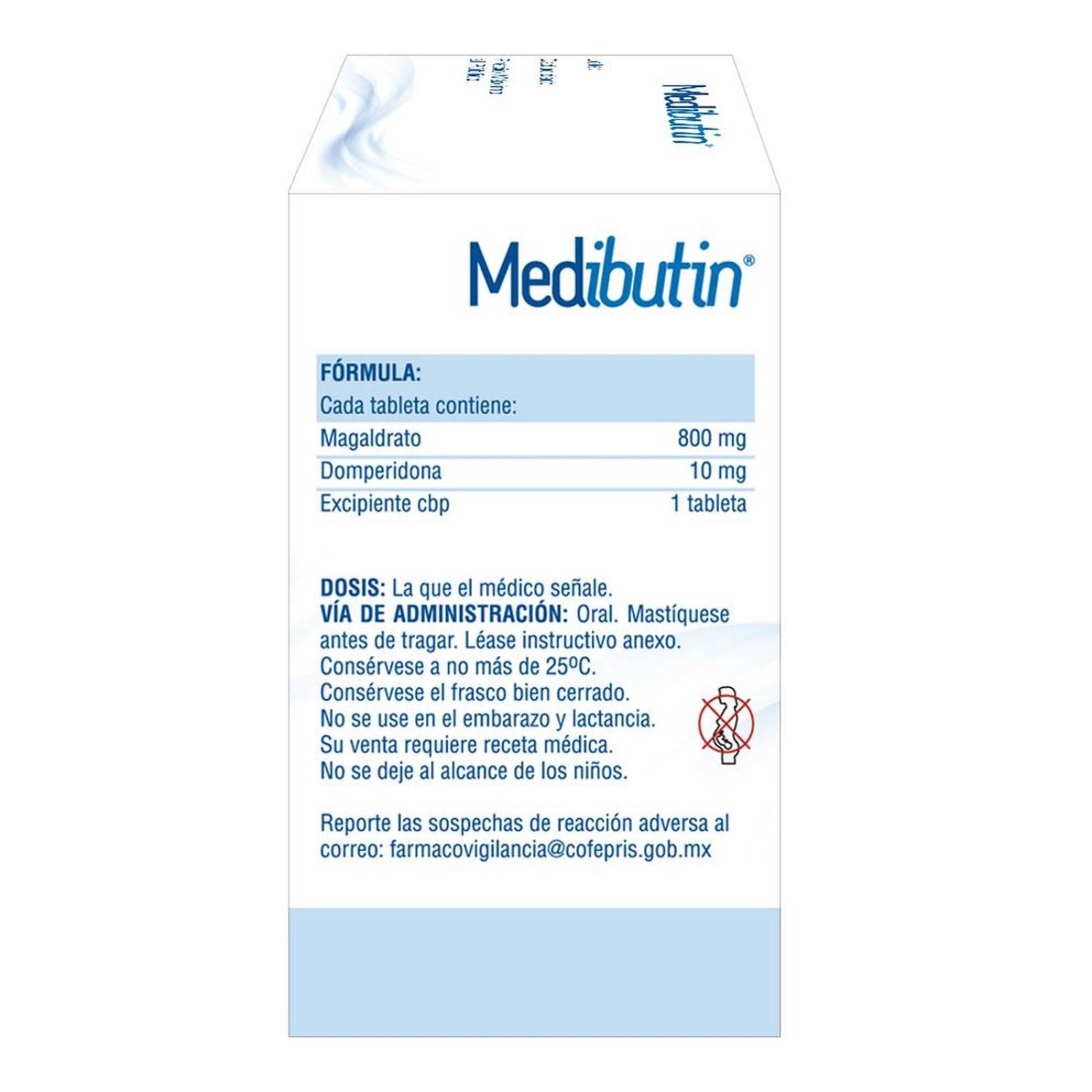 Medibutin 800 mg/10 mg Caja Con Frasco Con 30 Tabletas 