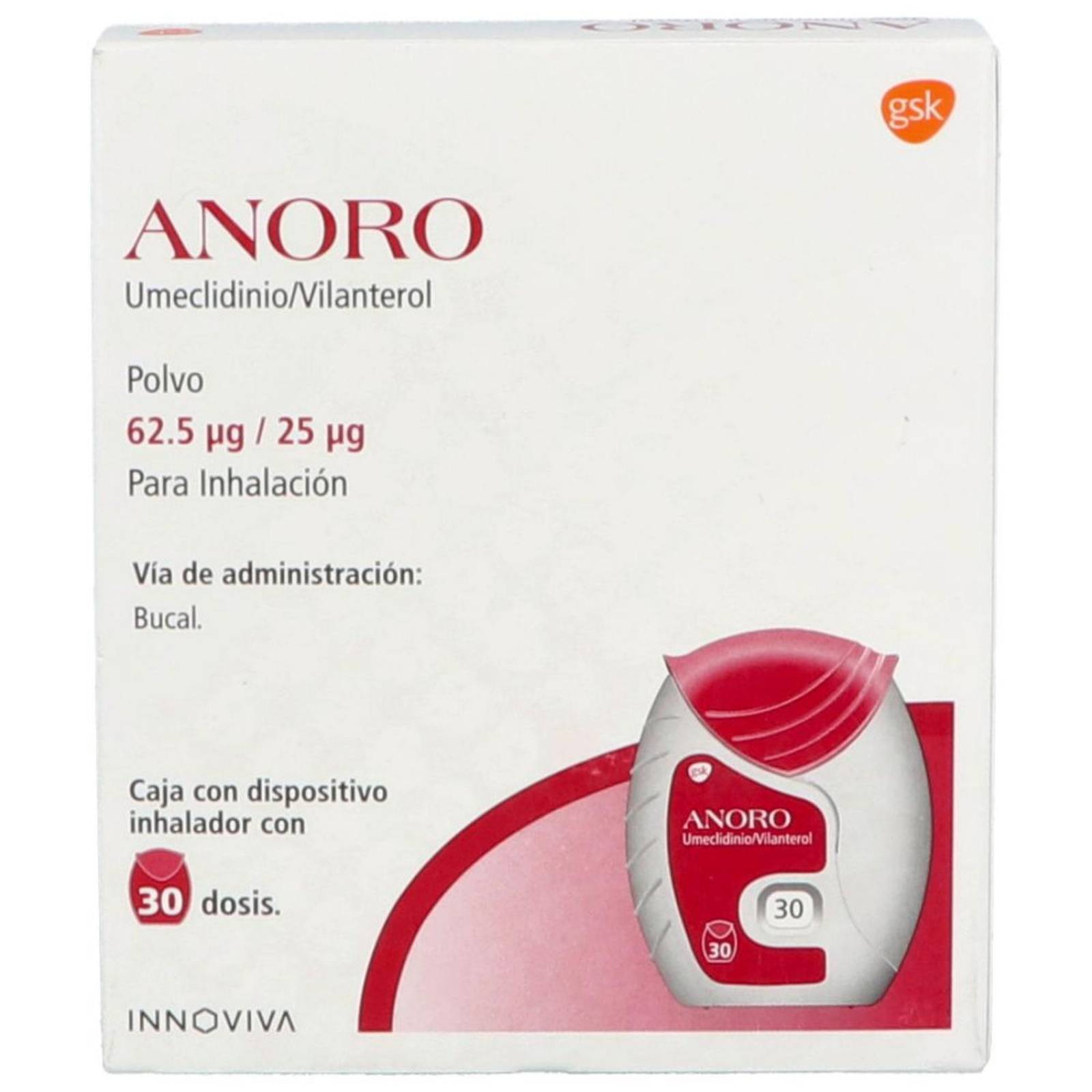 Anoro 62.5 Mcg / 25 Mcg Con 1 Dispositivo Inhalador 30 Dosis 