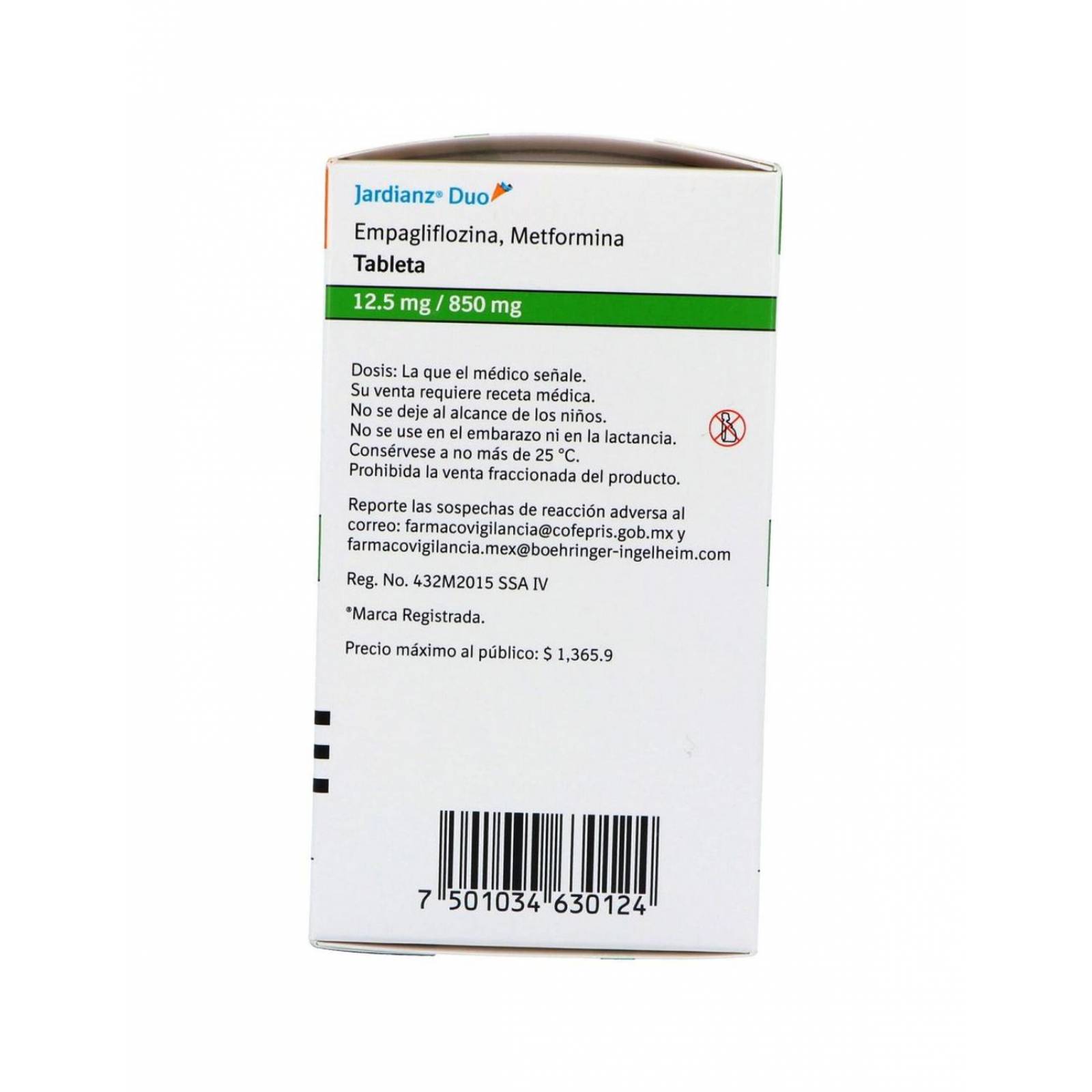 Jardianz Duo 12.5 mg / 850 mg Caja Con 60 Tabletas 