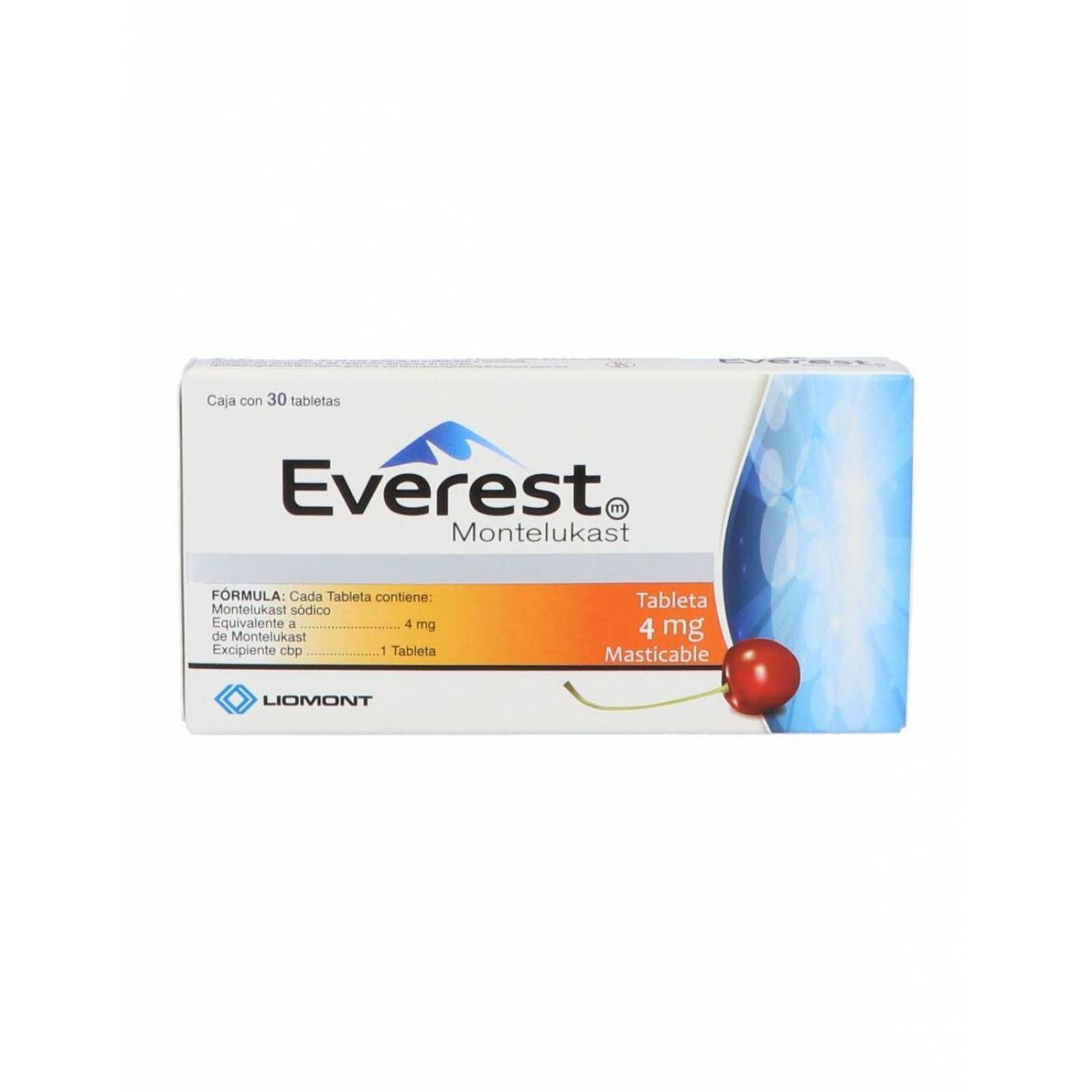 Everest Montelukast 4 mg Caja Con Envase Con 30 Tabletas Masticables 