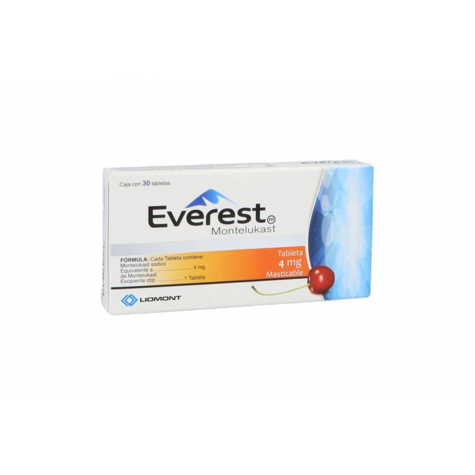 Everest Montelukast 4 mg Caja Con Envase Con 30 Tabletas Masticables 