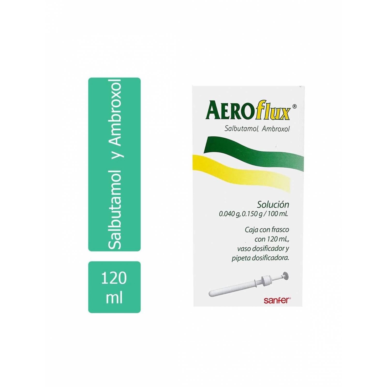 Aeroflux Solución Caja Con Frasco Con 120 mL Dosificador y Pipeta 