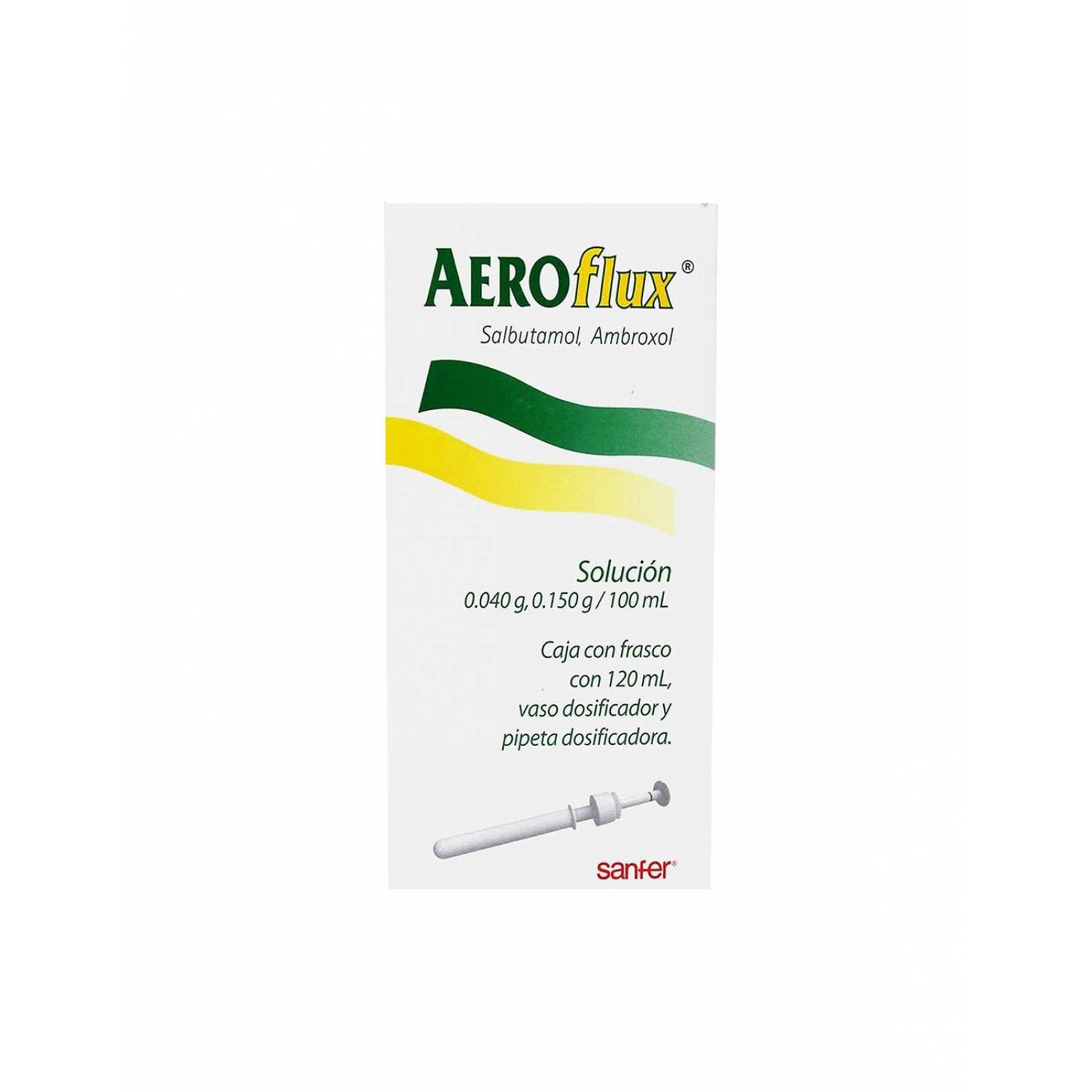Aeroflux Solución Caja Con Frasco Con 120 mL Dosificador y Pipeta 