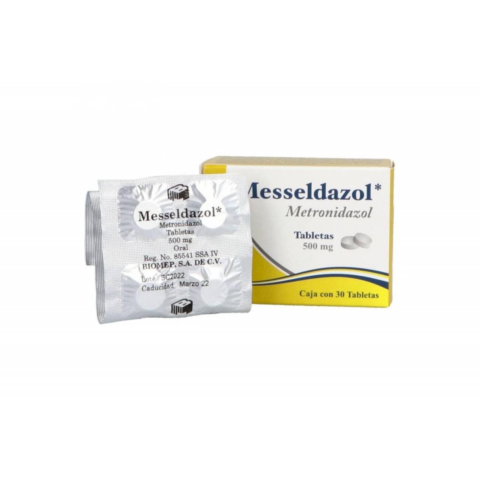 Metronidazol 500 mg. 30 Tabletas 