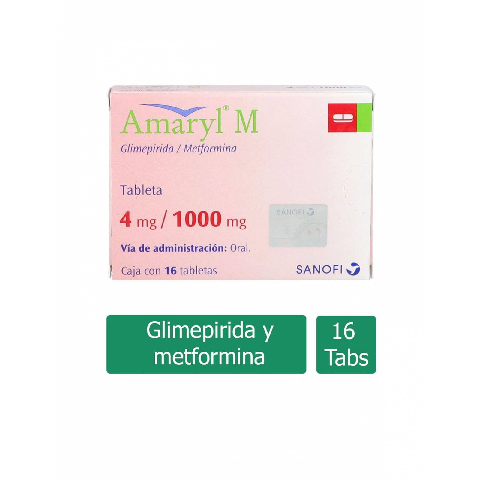 Amaryl M 4 mg / 1000 mg Caja Con 16 Tabletas 
