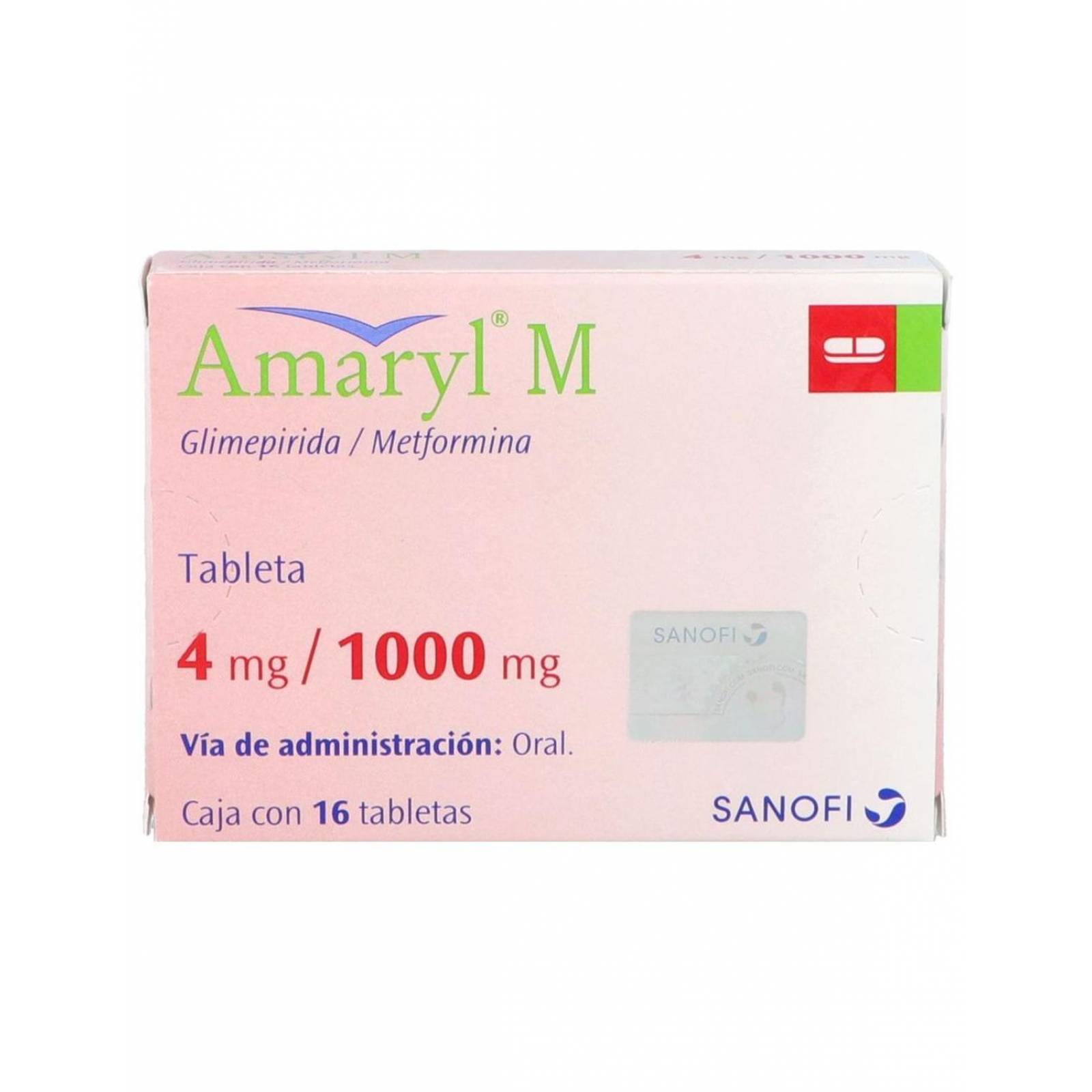 Amaryl M 4 mg / 1000 mg Caja Con 16 Tabletas 