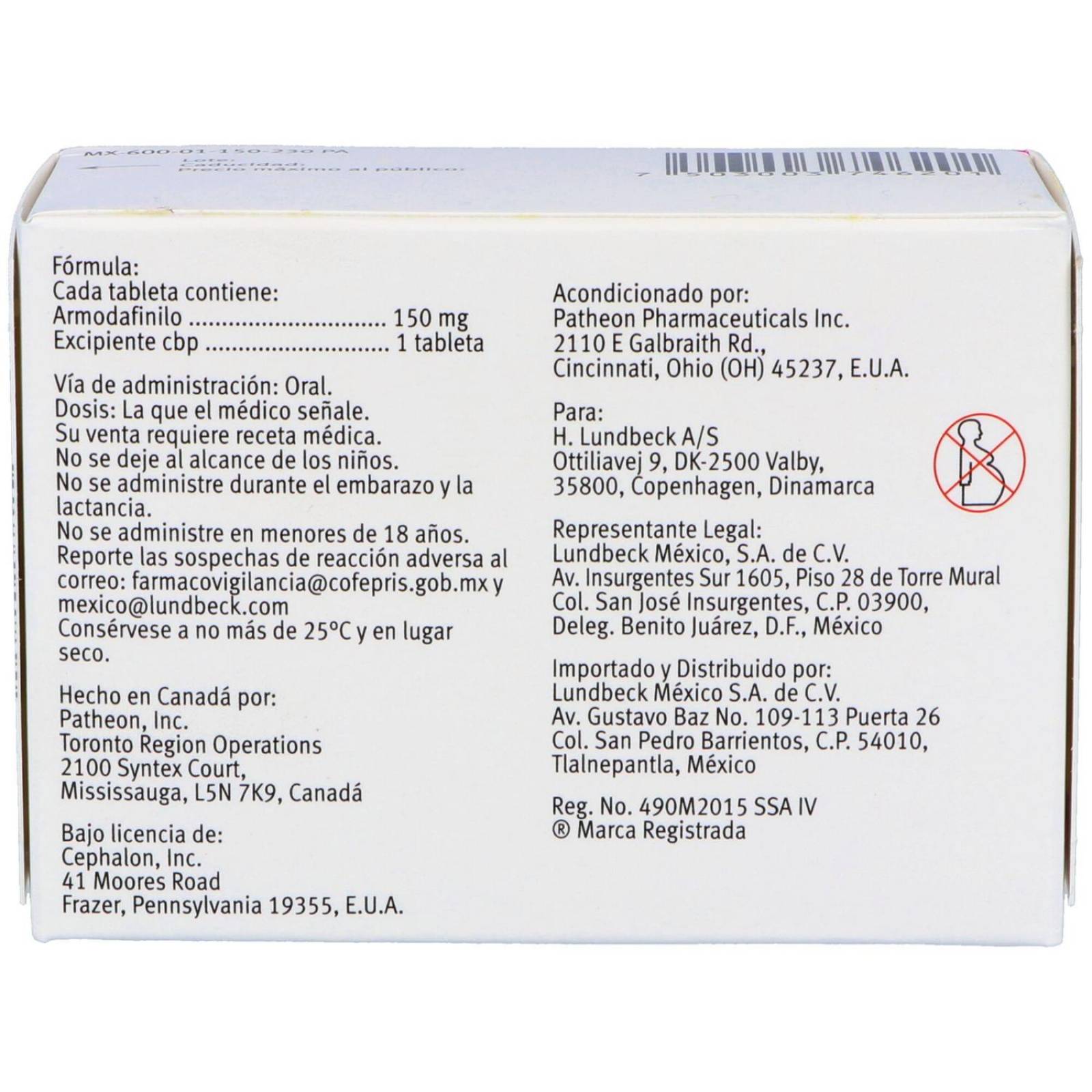 Nuvigil 150 mg Caja Con 30 Tabletas 