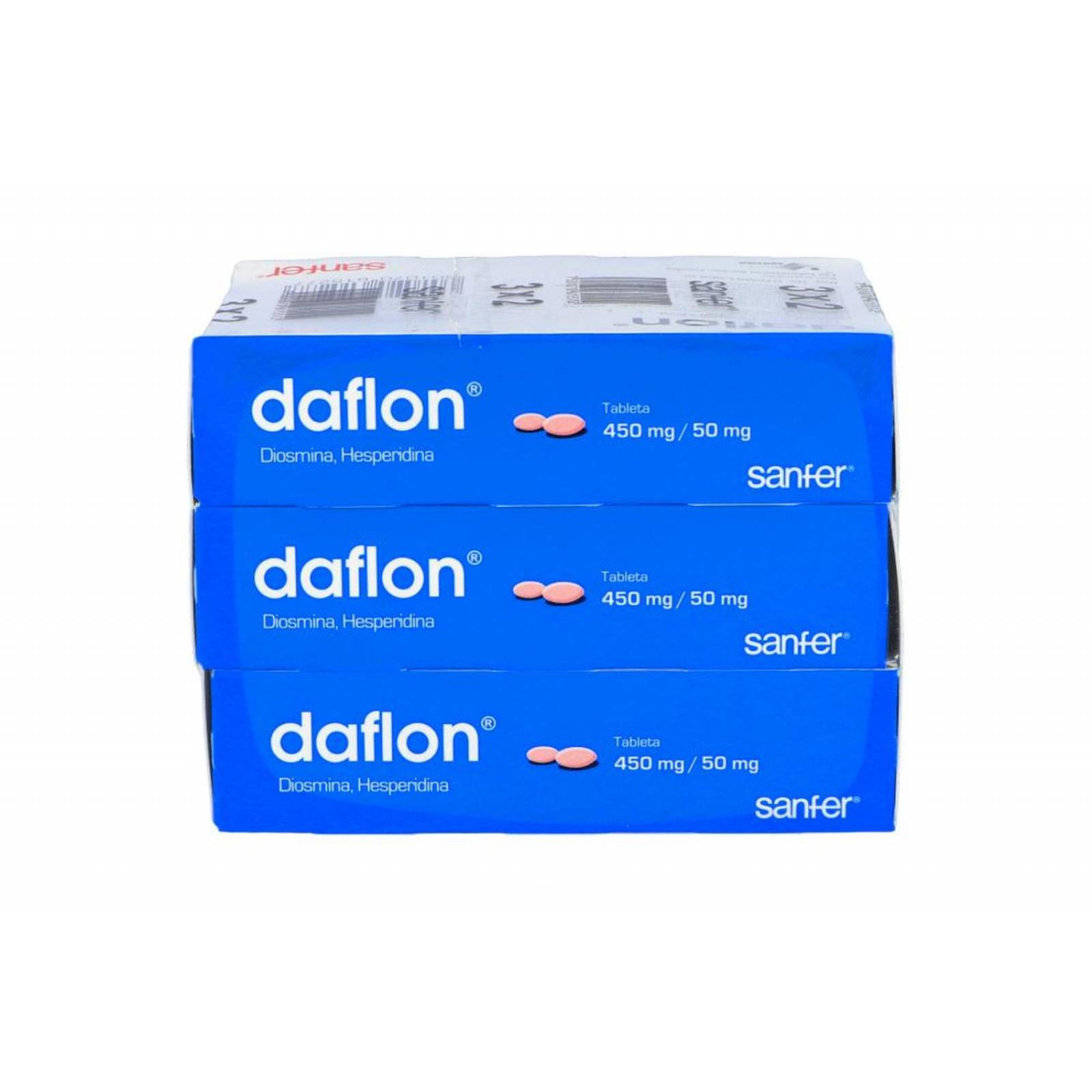 Daflon 450 mg /50 mg Empaque Con 3 Cajas Con 20 Tabletas 3 x 2 