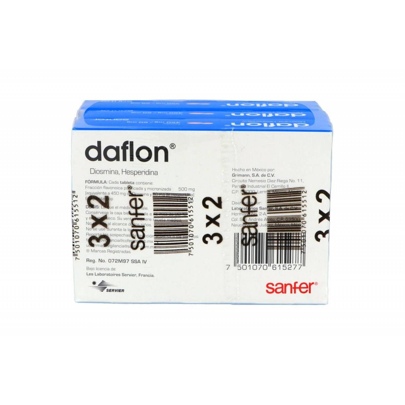 Daflon 450 mg /50 mg Empaque Con 3 Cajas Con 20 Tabletas 3 x 2 