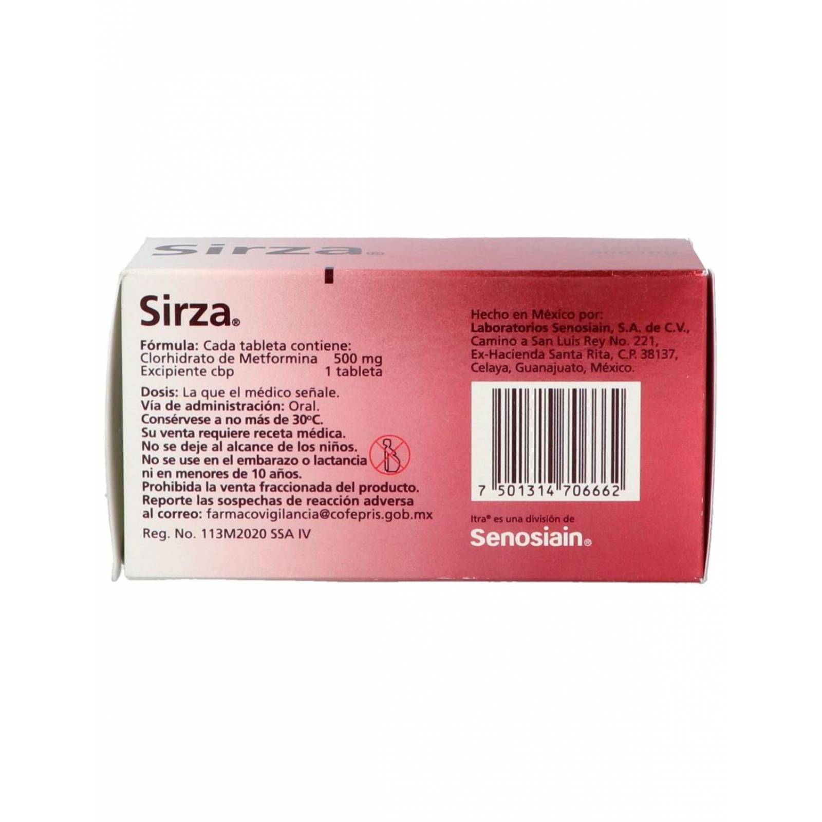 Sirza 500 mg Caja Con 60 Tabletas 