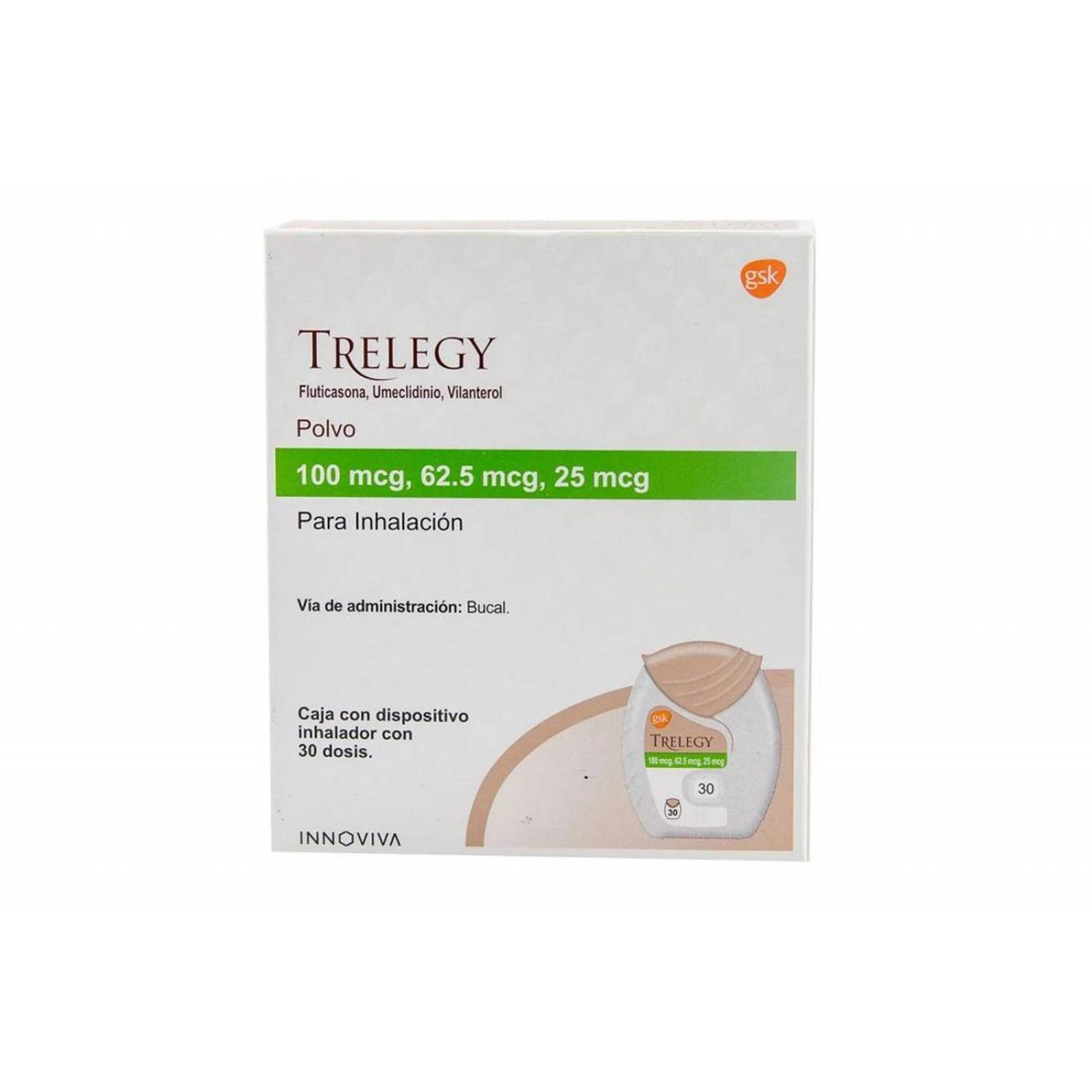 Trelegy 100 MCG Caja Con Inhalador Con Polvo Para 30 Dosis 