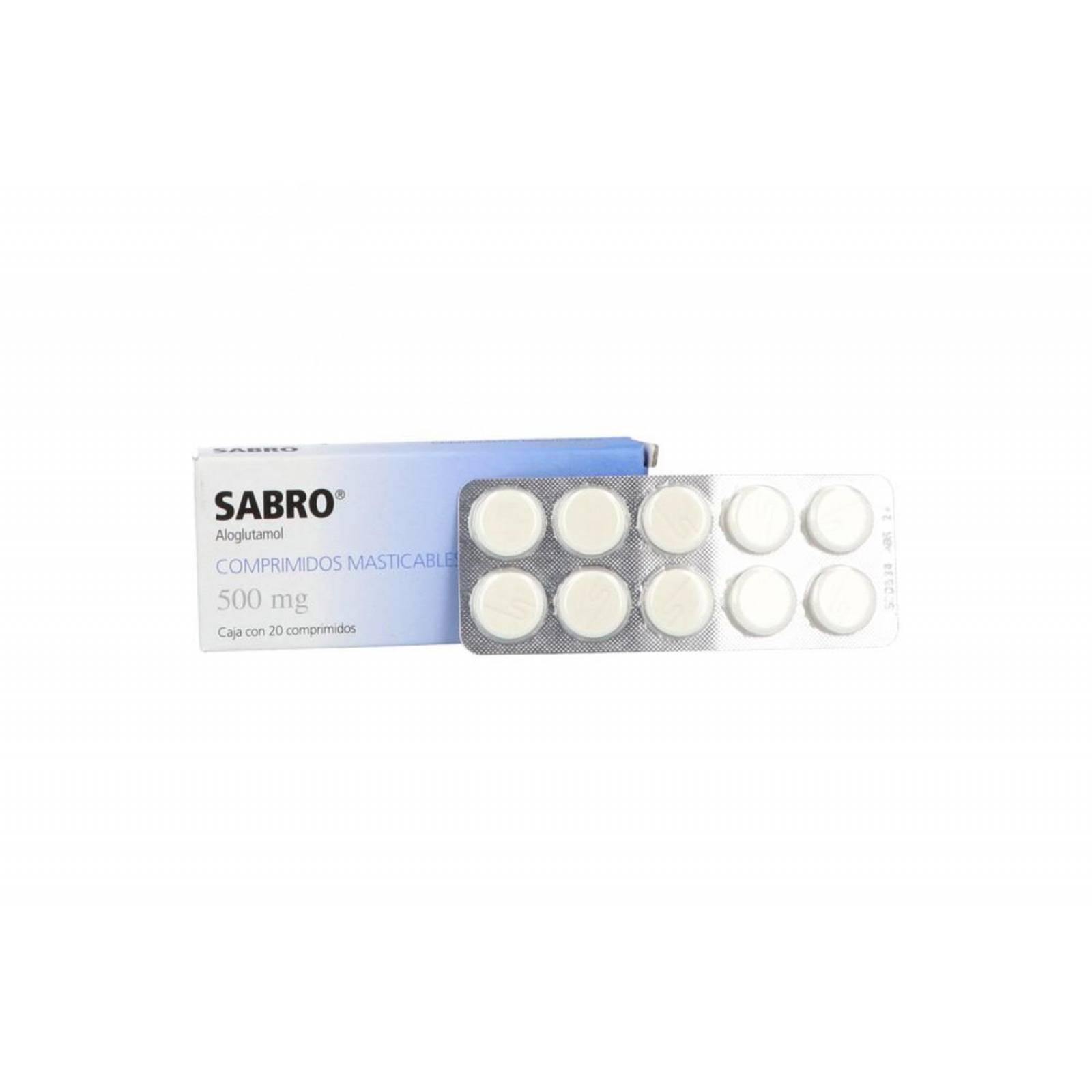 Sabro 500 mg Caja Con 20 Comprimidos Masticables 