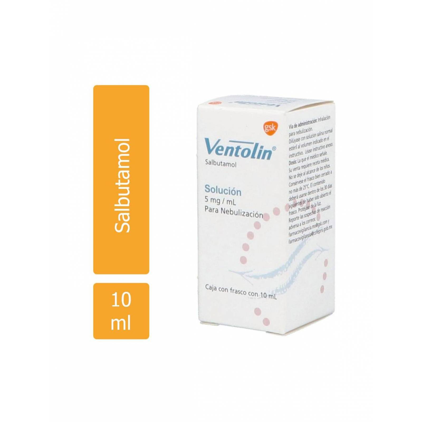 Ventolin Solución 5mg/mL Caja Con Frasco Con 10mL 