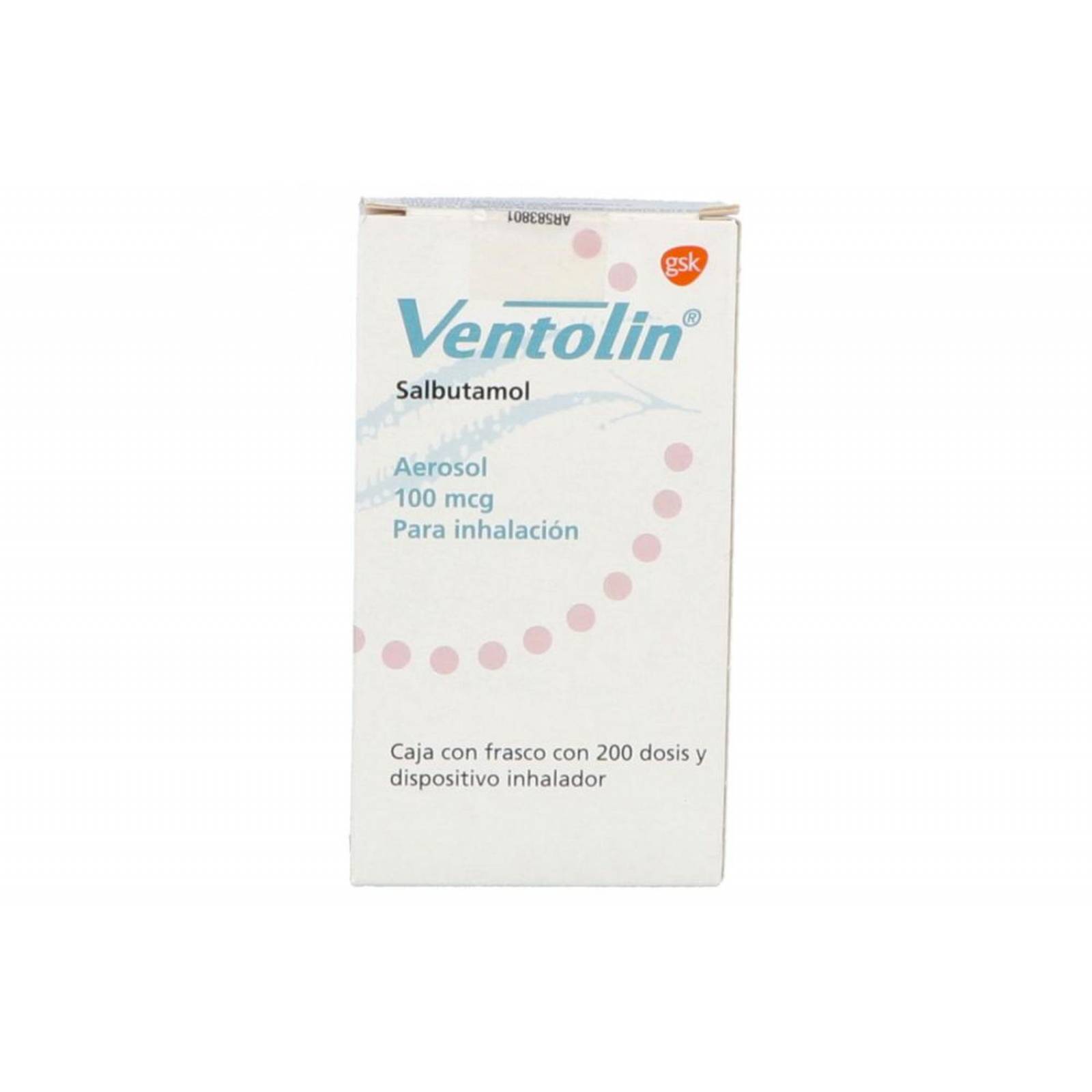 Ventolin 100 Mcg/ 18 g Frasco Con 200 Dosis y Dispositivo Inhalador 