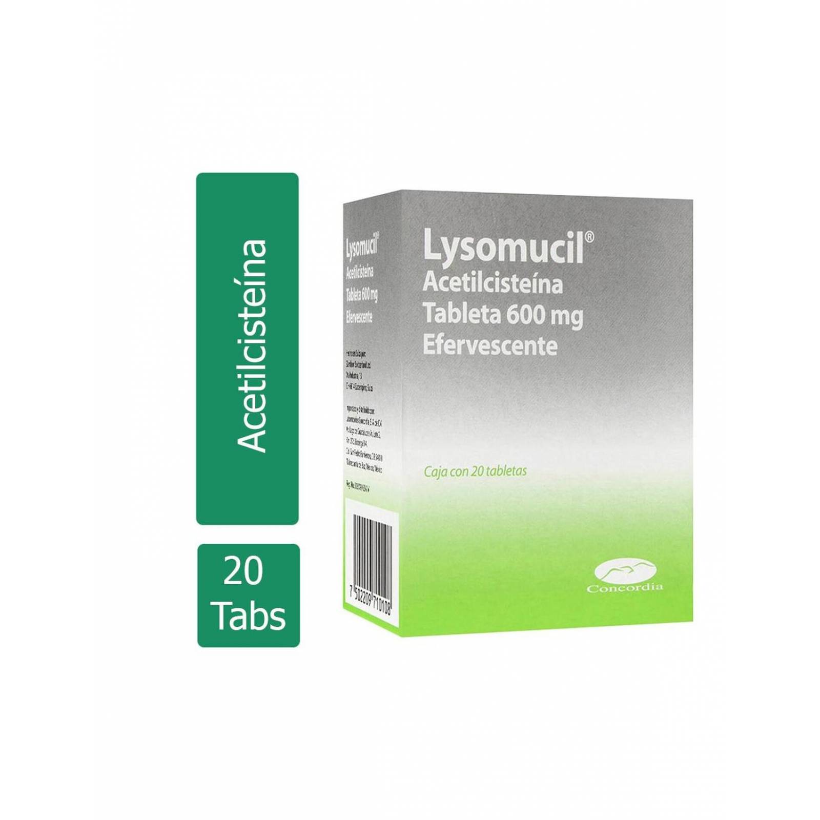 Lysomucil 600 mg Caja Con 20 Tabletas Efervescentes 