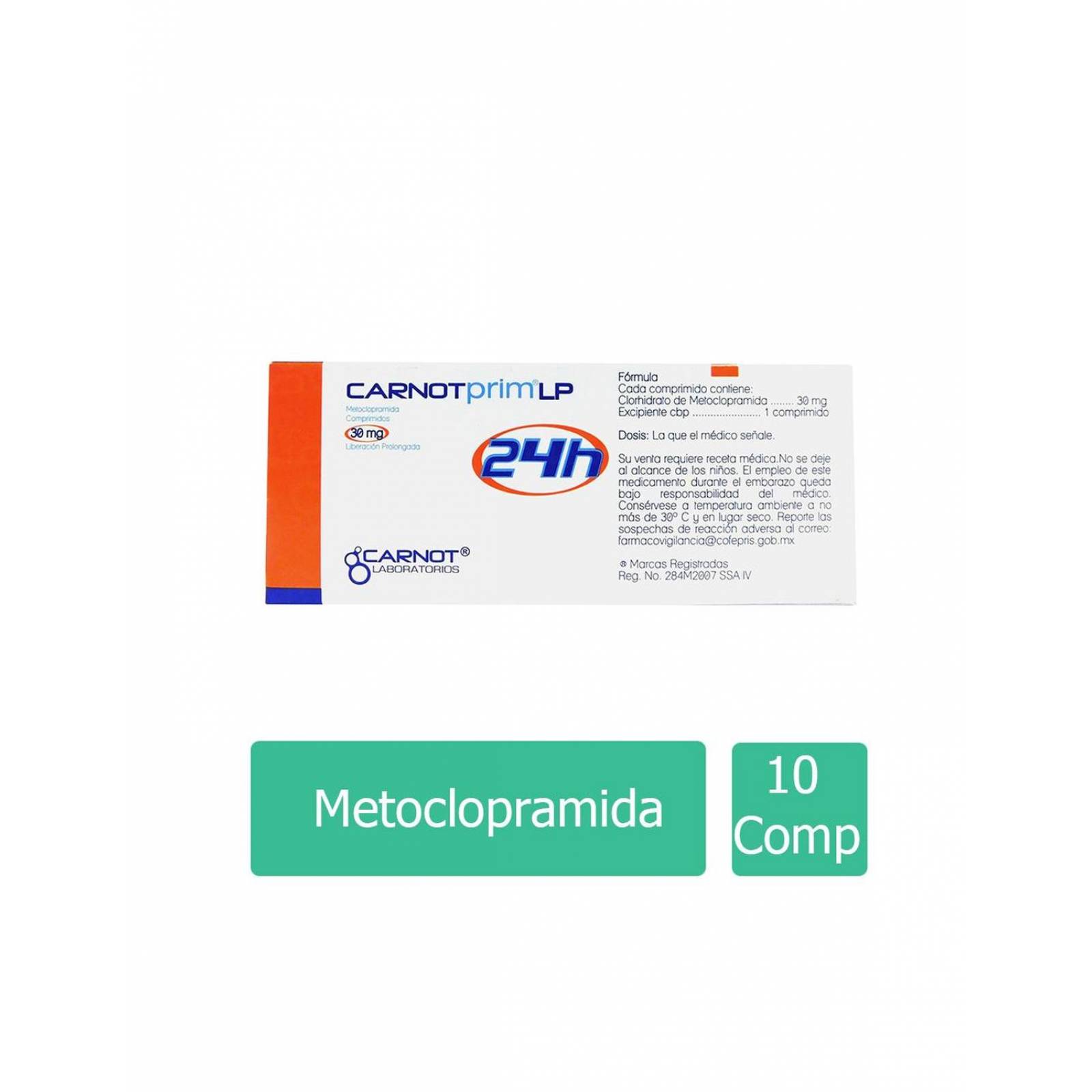 Carnotprim Lp 12H 30 mg Caja Con 10 comprimidos 