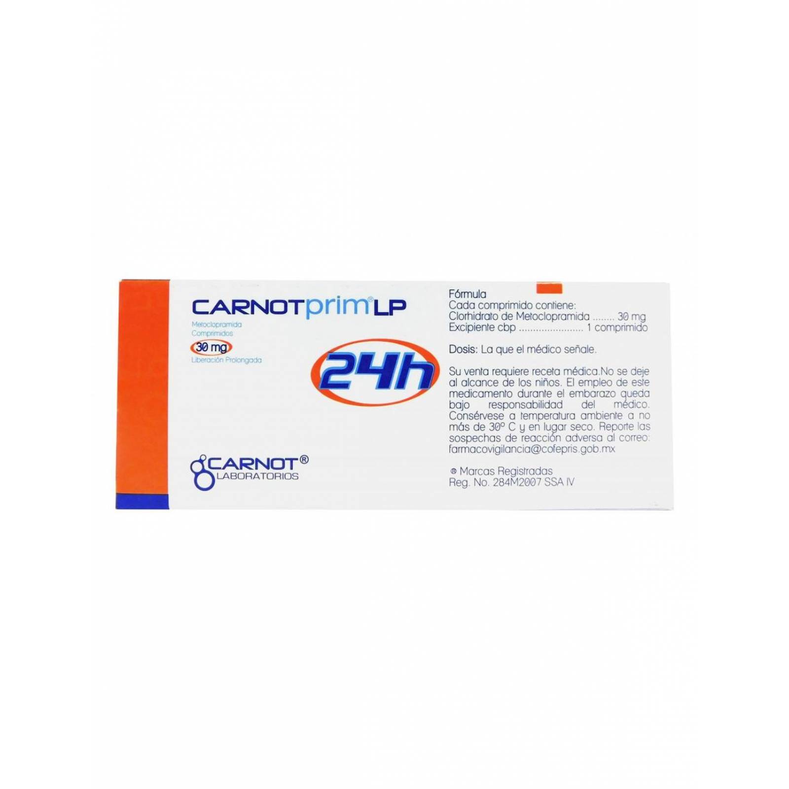 Carnotprim Lp 12H 30 mg Caja Con 10 comprimidos 