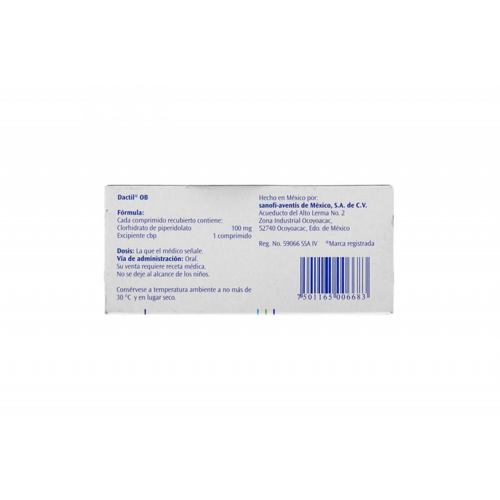 Dactil OB 100 mg Caja Con 30 Comprimidos 