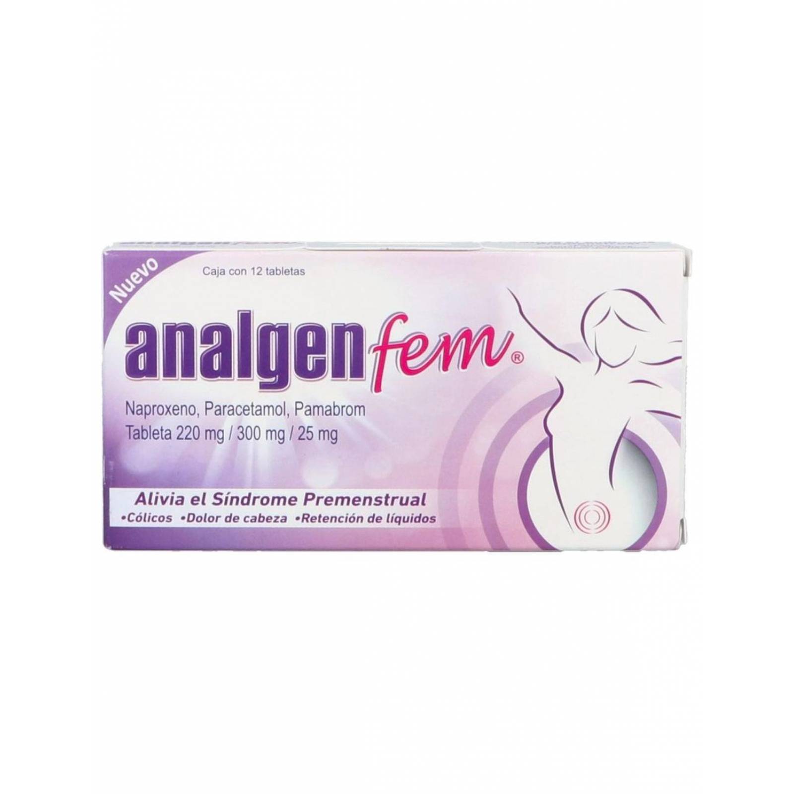 Analgen Fem 220 mg/ 300 mg/ 25 mg Caja Con 12 Tabletas 
