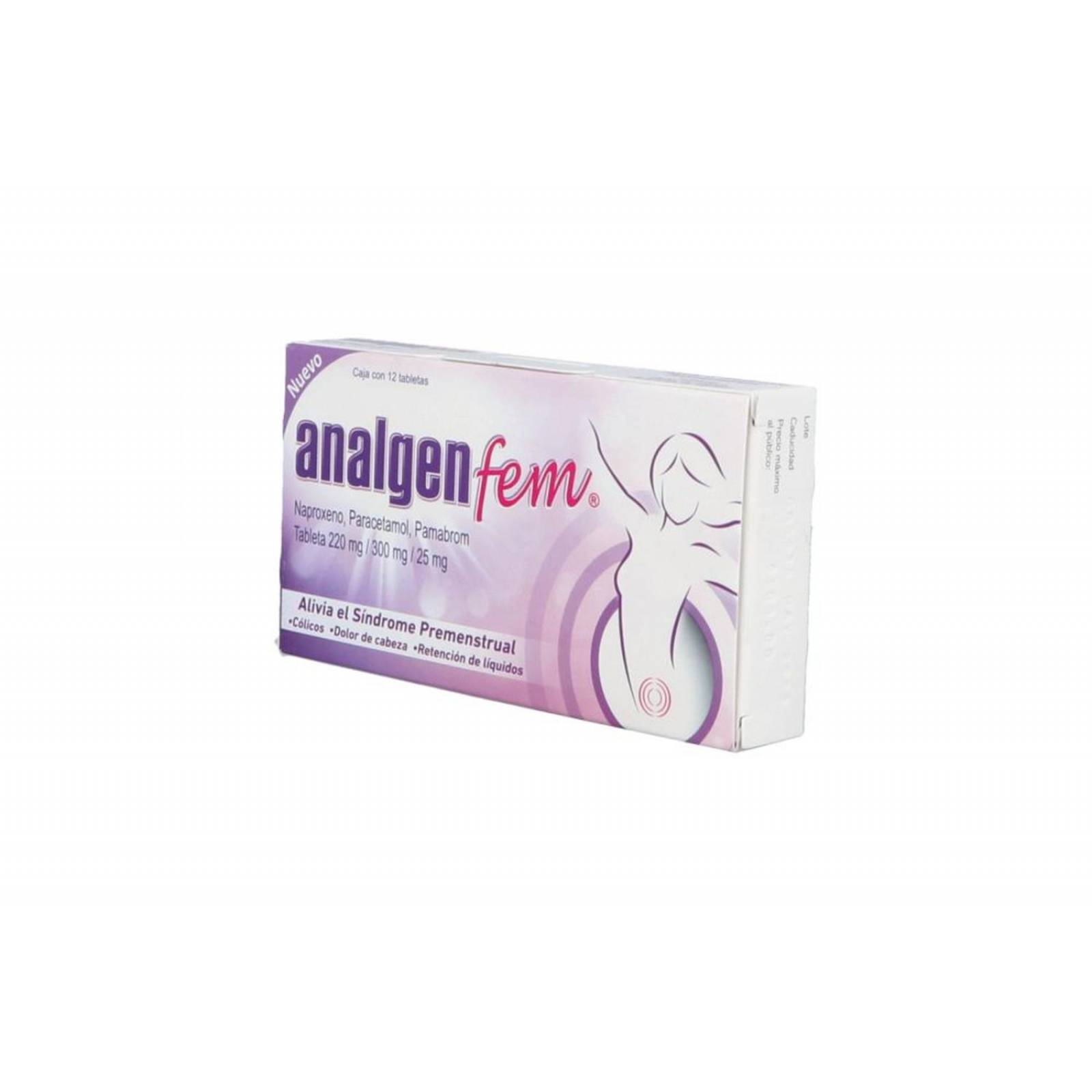 Analgen Fem 220 mg/ 300 mg/ 25 mg Caja Con 12 Tabletas 